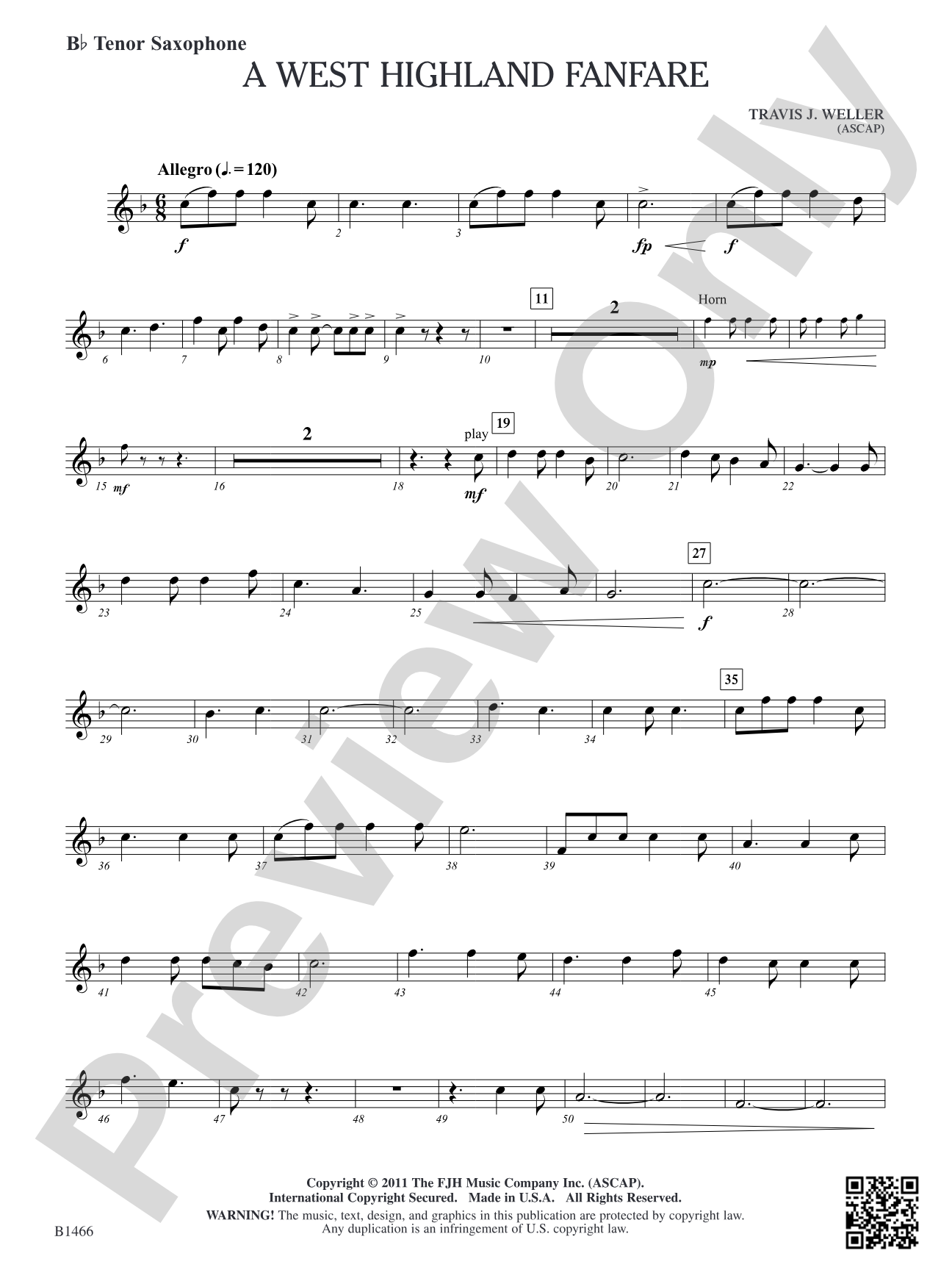 A West Highland Fanfare: B-flat Tenor Saxophone