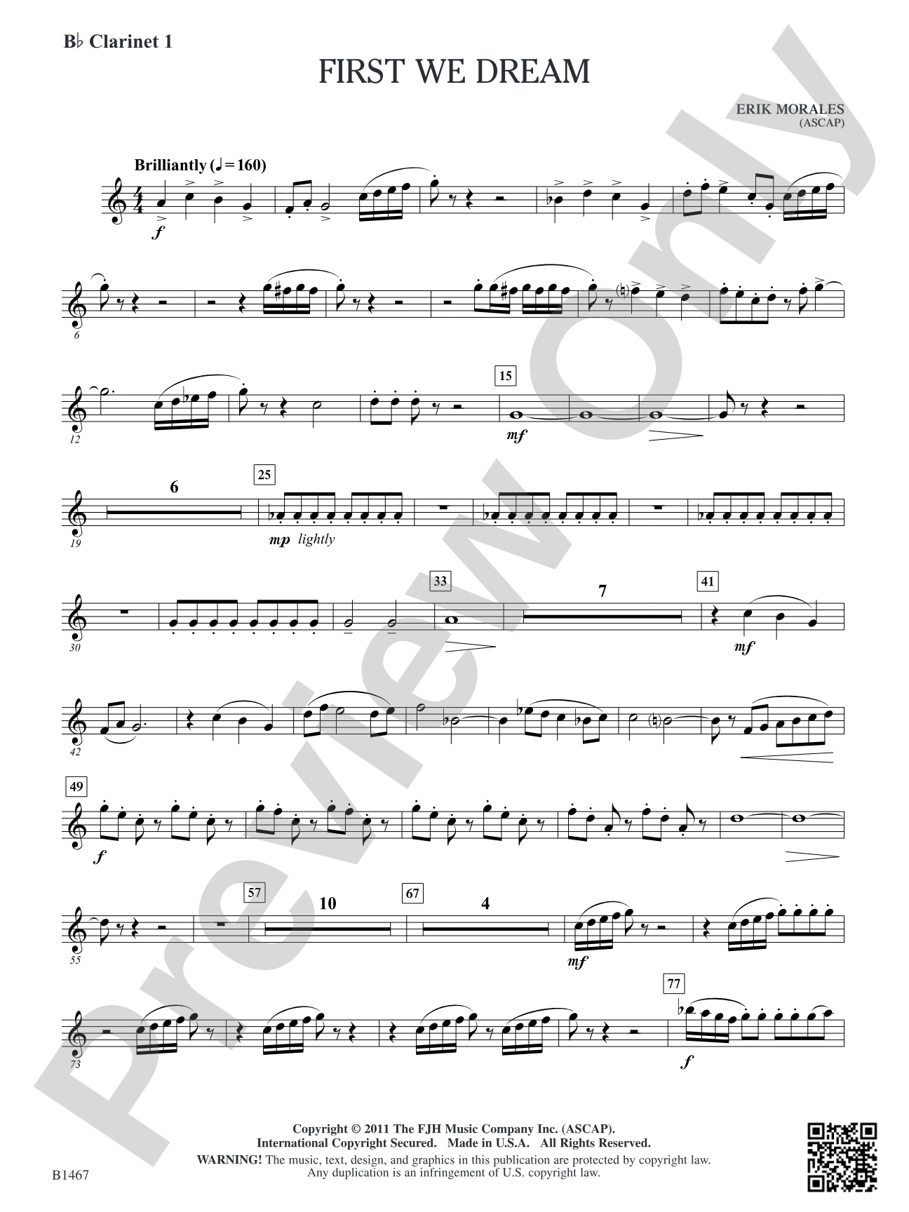 First We Dream: B-flat Clarinet 1