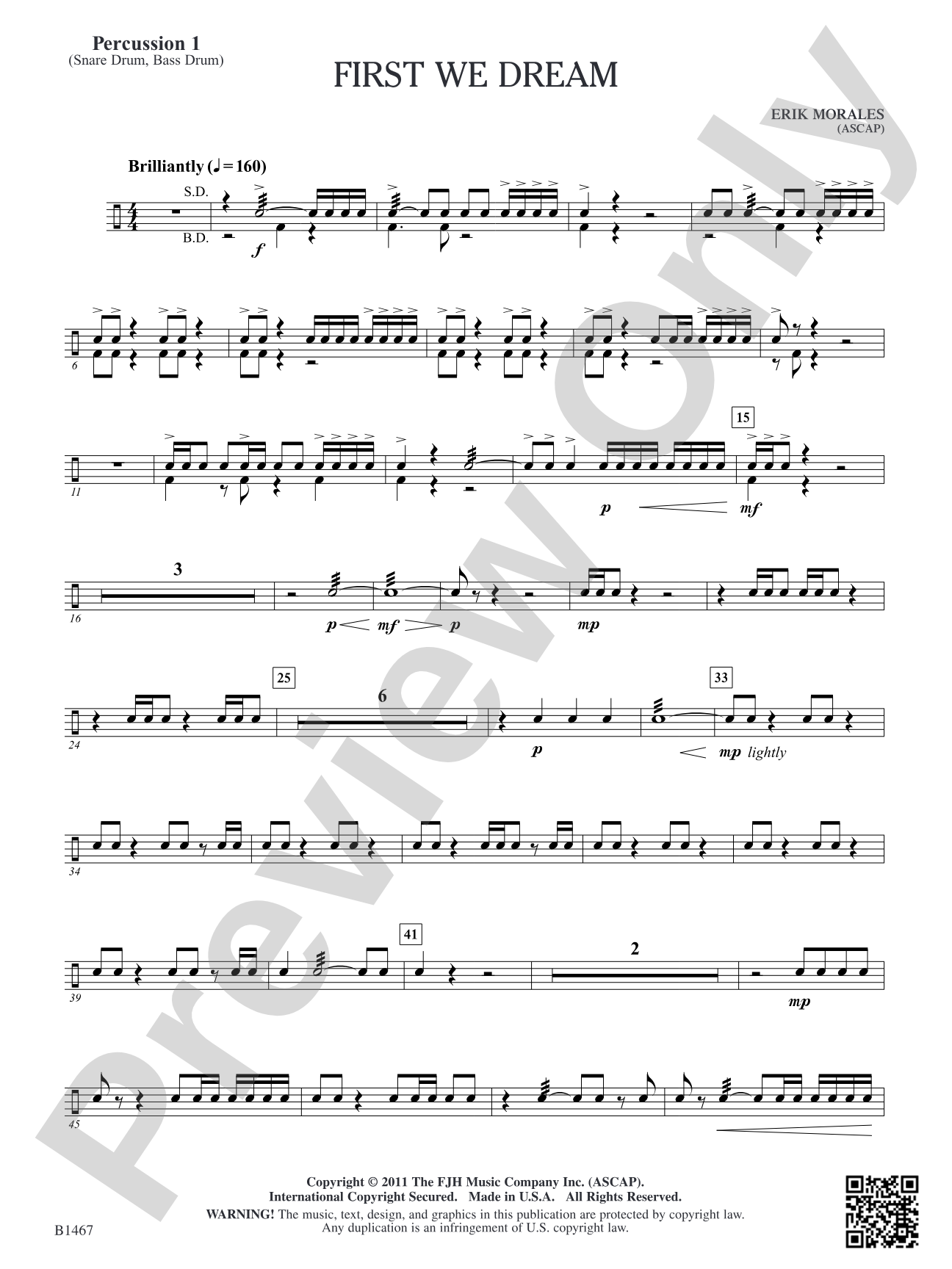 First We Dream: Percussion 1