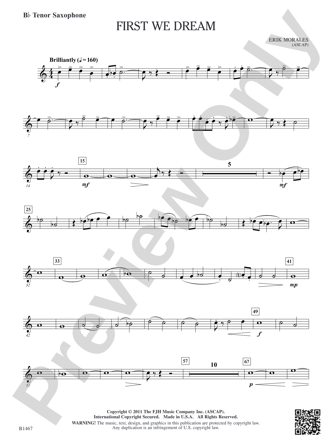 First We Dream: B-flat Tenor Saxophone