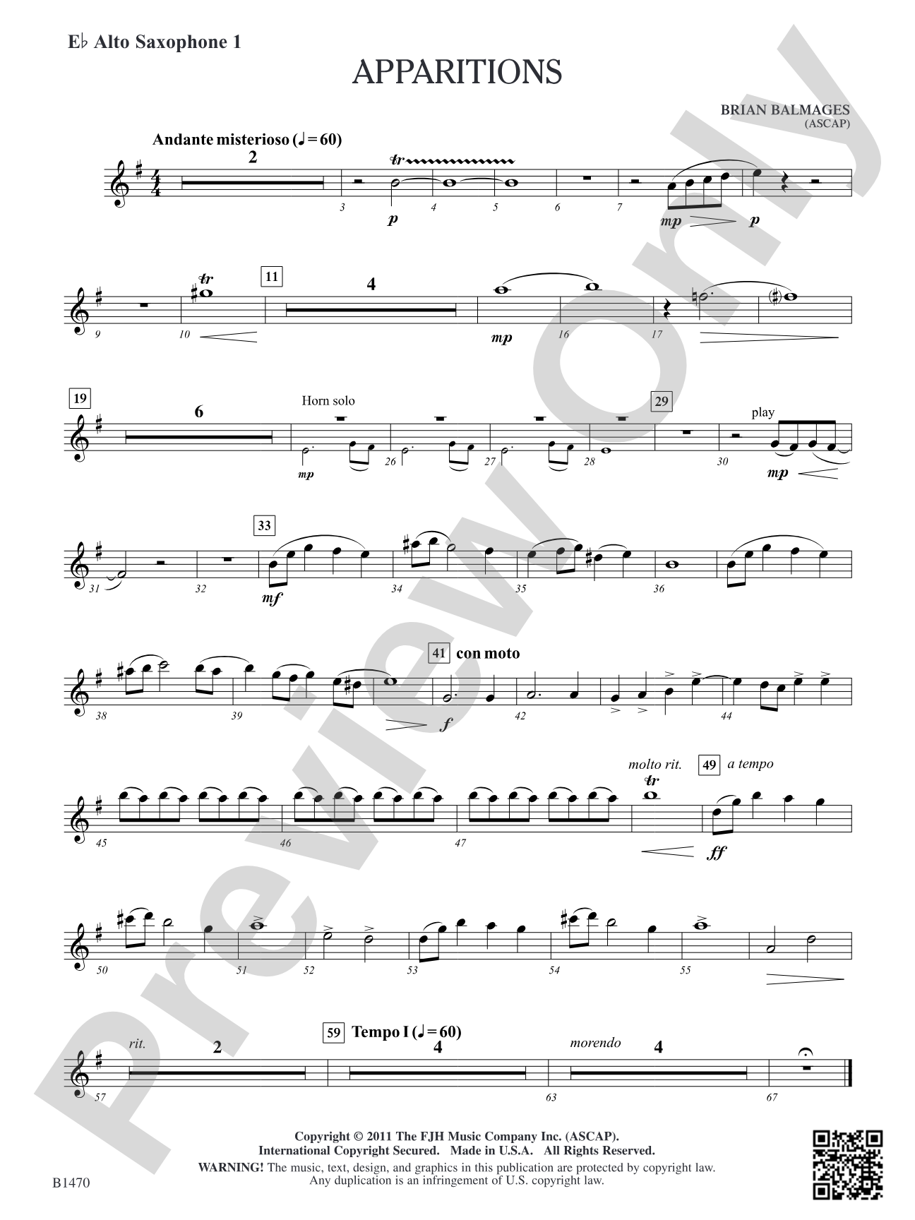 Apparitions: E-flat Alto Saxophone 1