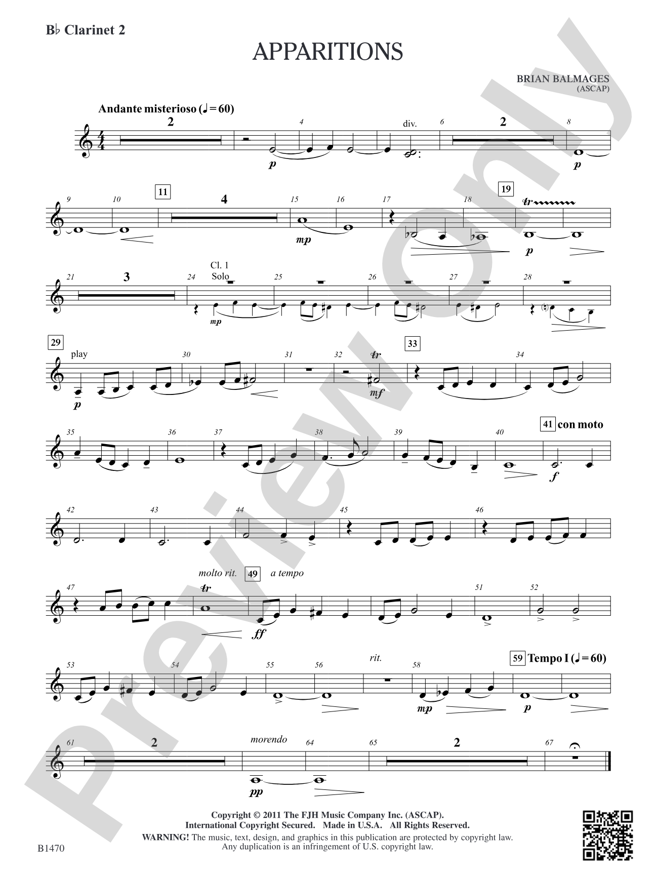 Apparitions: B-flat Clarinet 2