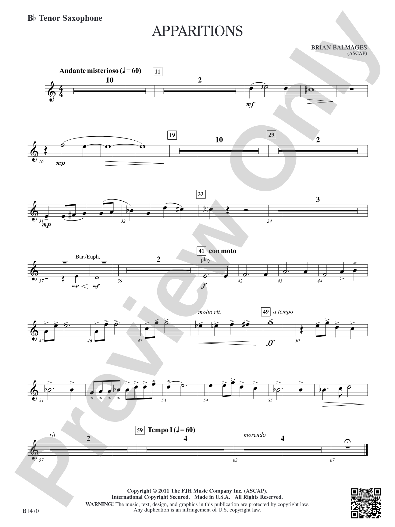 Apparitions: B-flat Tenor Saxophone