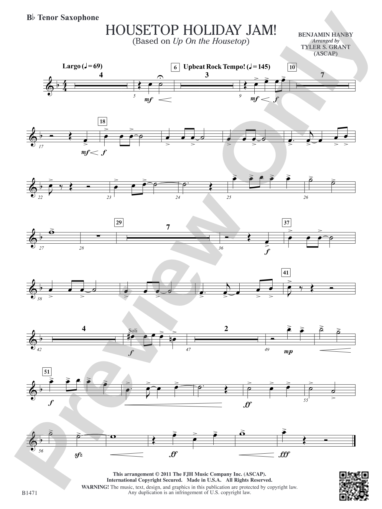 Housetop Holiday Jam!: B-flat Tenor Saxophone