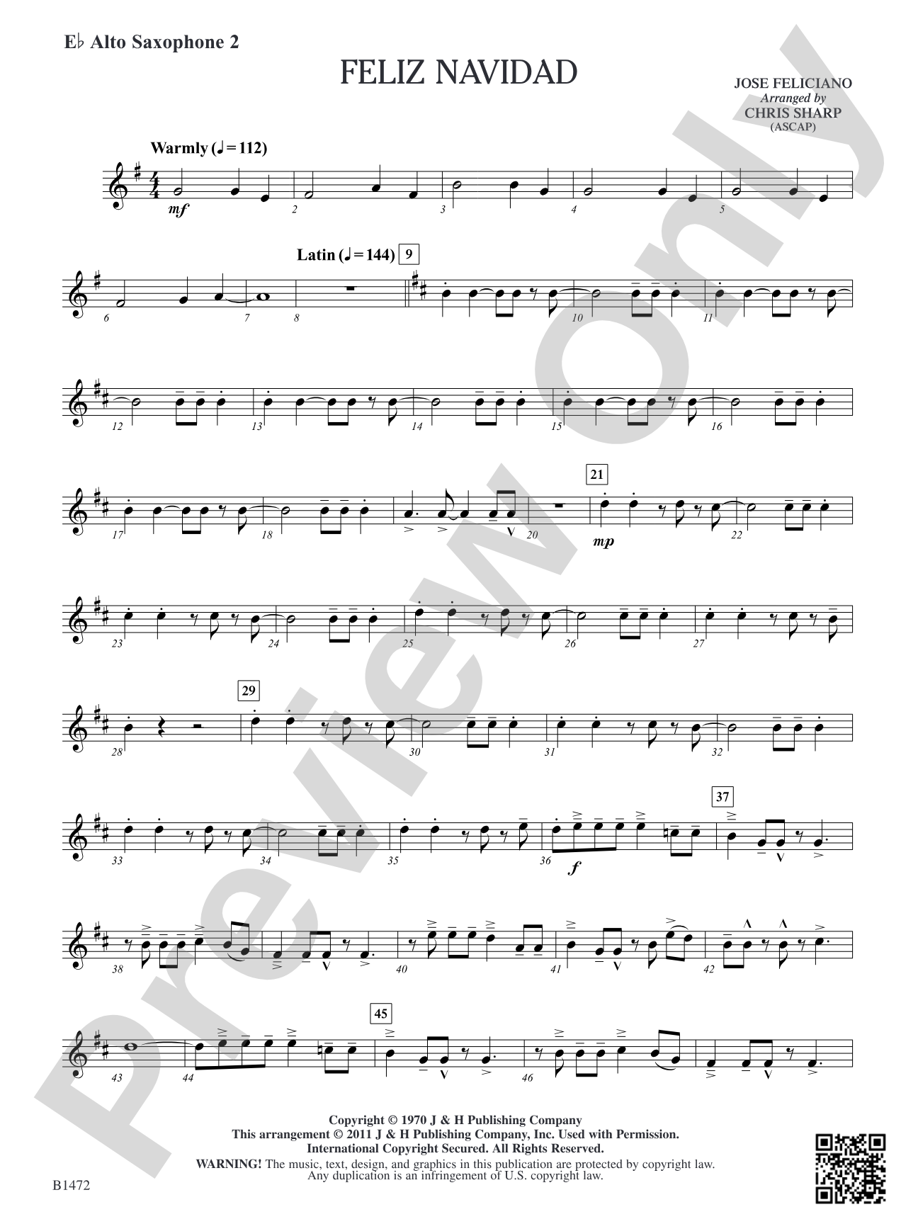 Feliz Navidad: E-flat Alto Saxophone 2