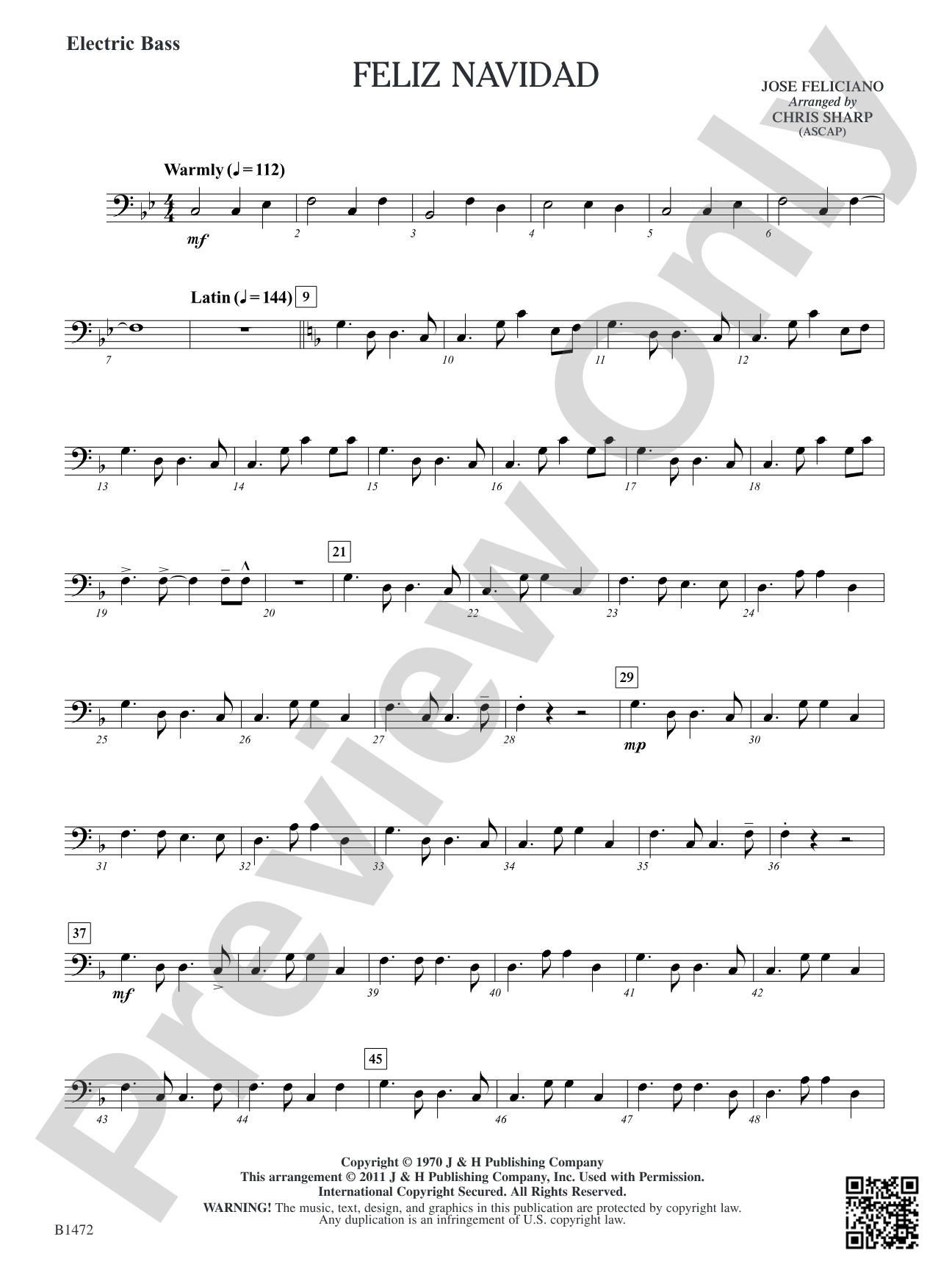 Feliz Navidad: Electric Bass