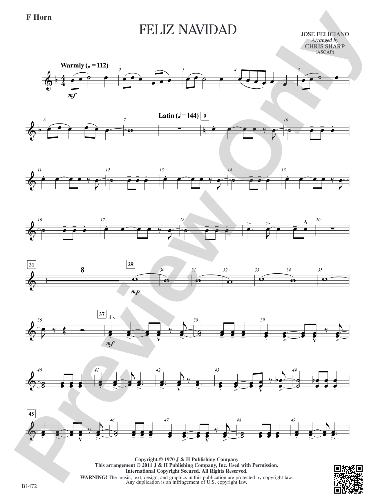 Feliz Navidad: F Horn