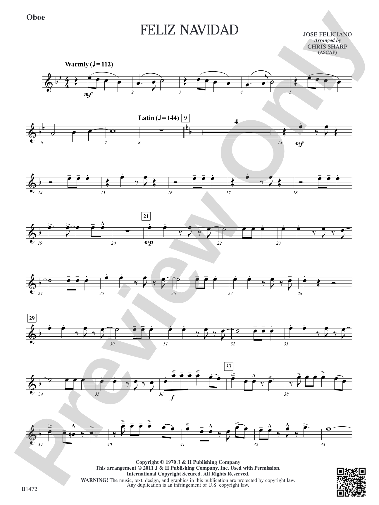 Feliz Navidad: Oboe