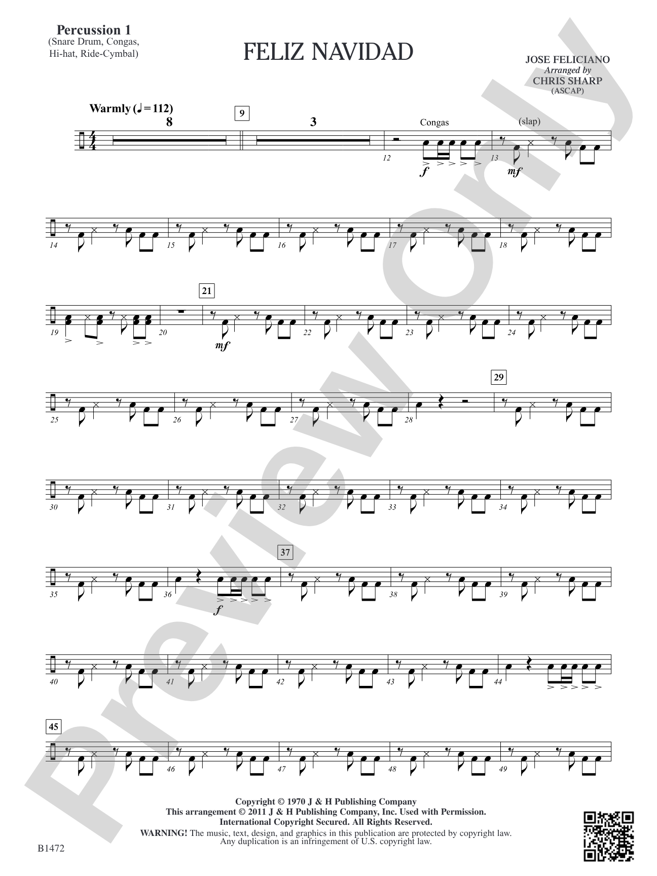 Feliz Navidad: Percussion 1