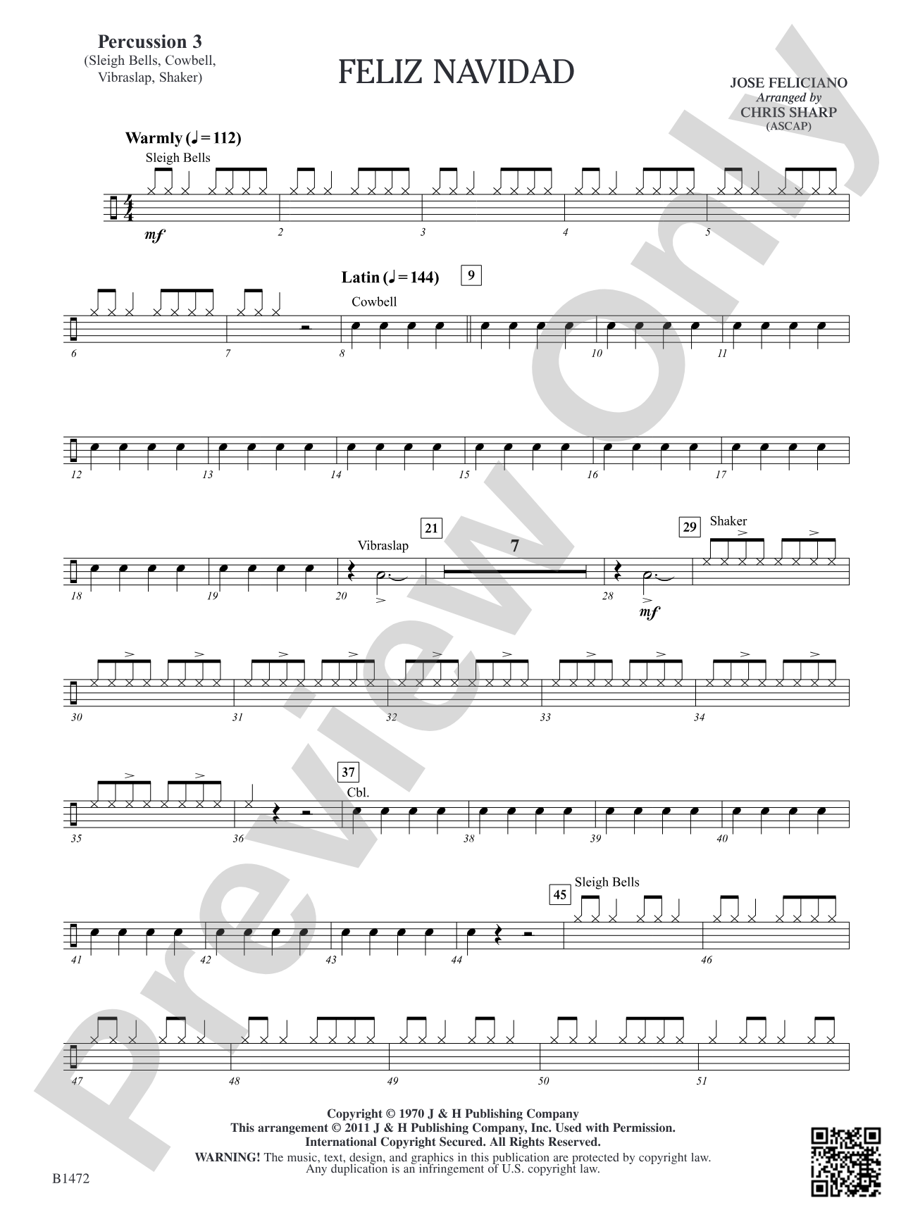 Feliz Navidad: Percussion 3