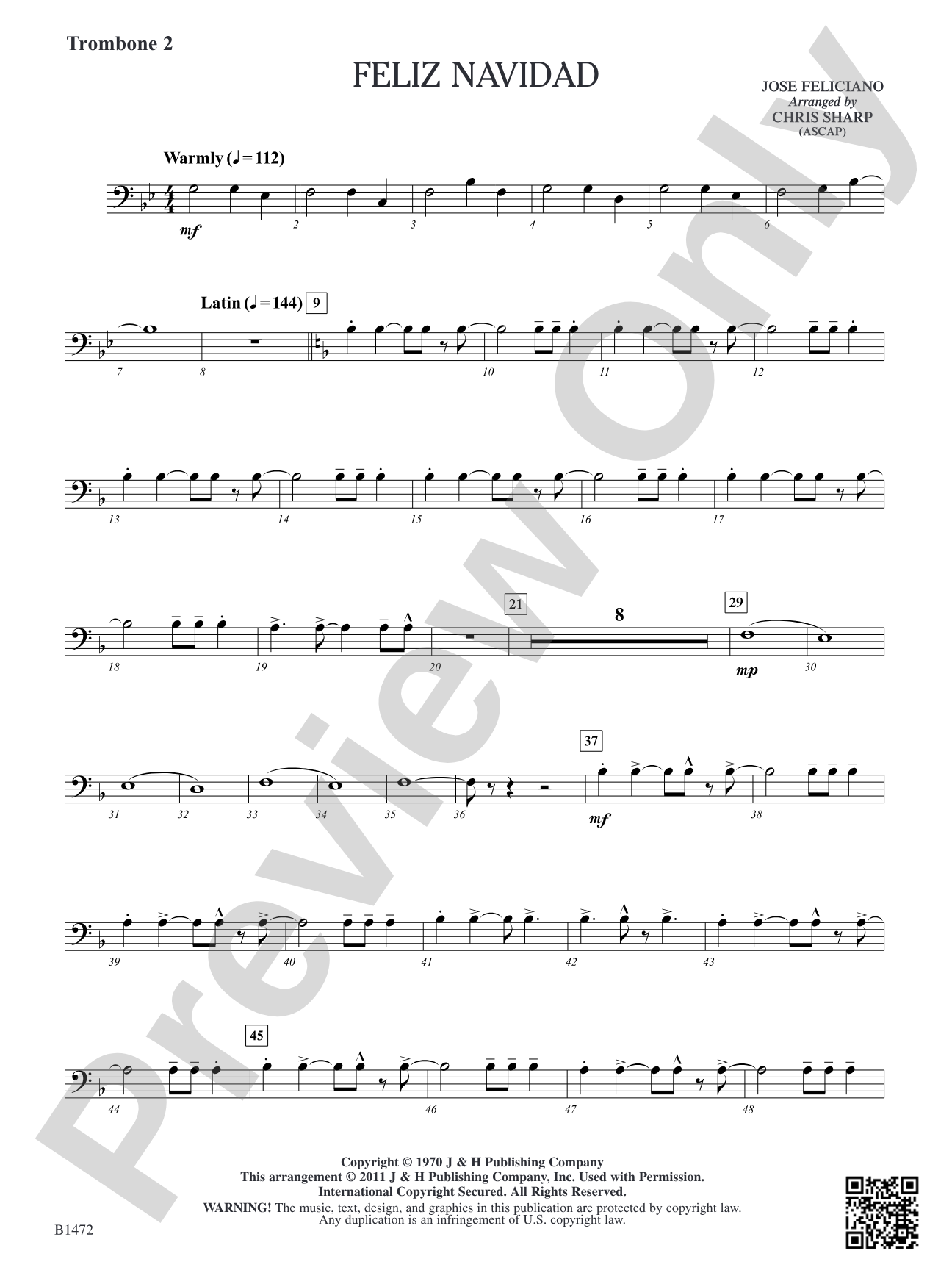 Feliz Navidad: Trombone 2