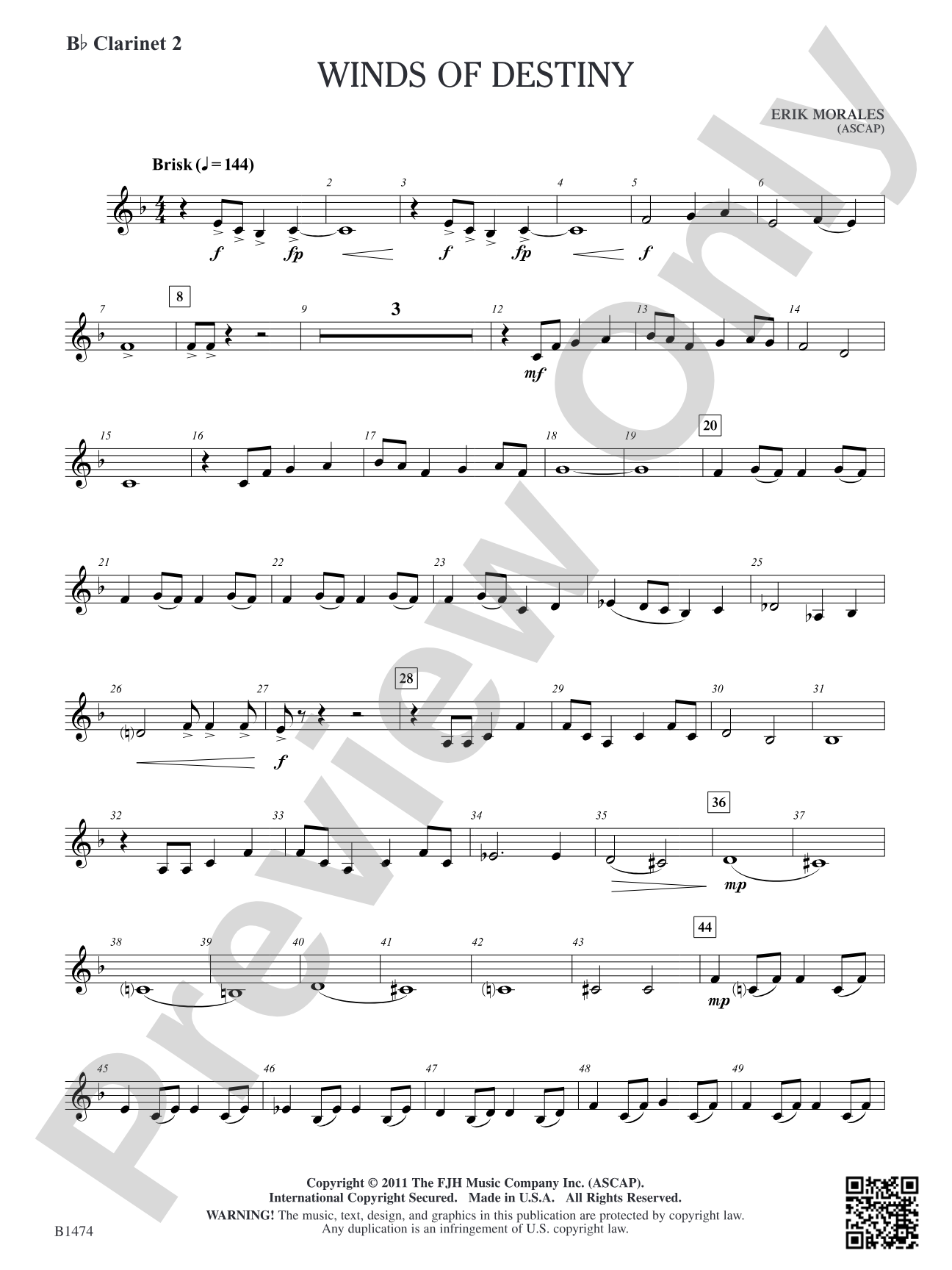 Winds of Destiny: B-flat Clarinet 2