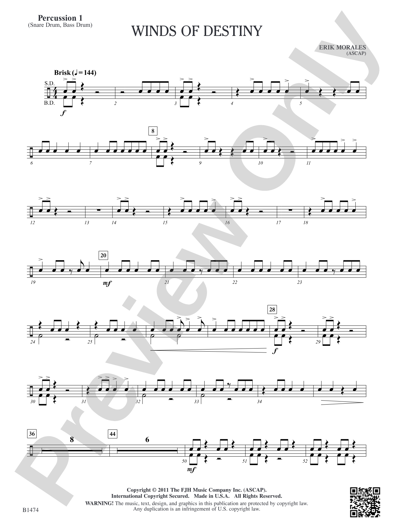 Winds of Destiny: Percussion 1