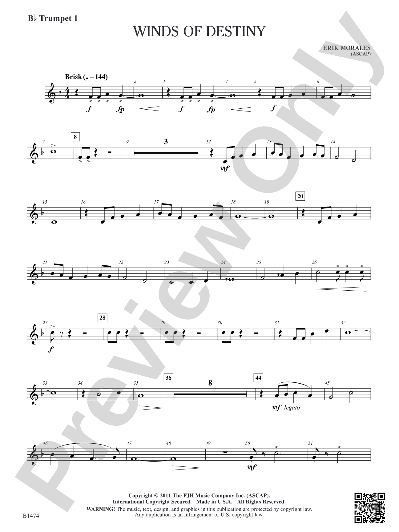 Winds of Destiny: B-flat Trumpet 1