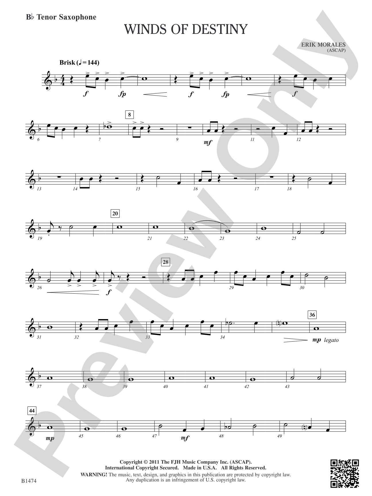 Winds of Destiny: B-flat Tenor Saxophone