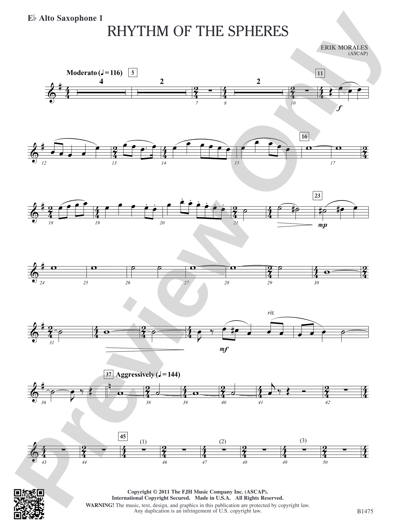 Rhythm of the Spheres: E-flat Alto Saxophone 1