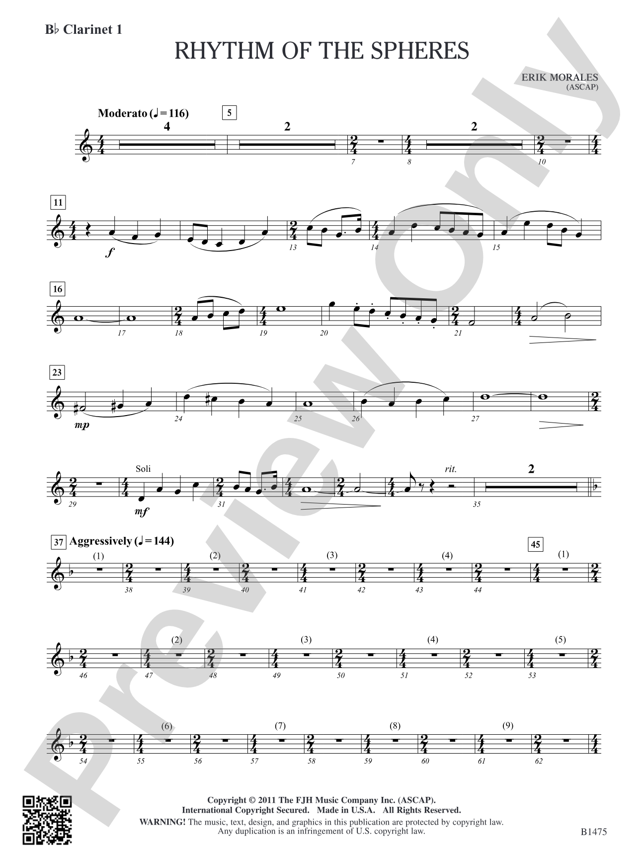Rhythm of the Spheres: B-flat Clarinet 1