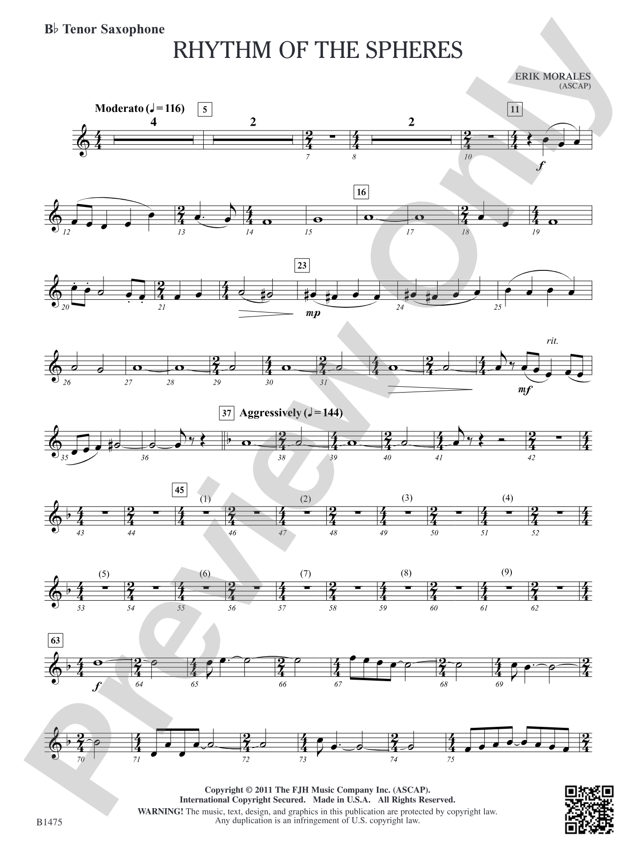 Rhythm of the Spheres: B-flat Tenor Saxophone