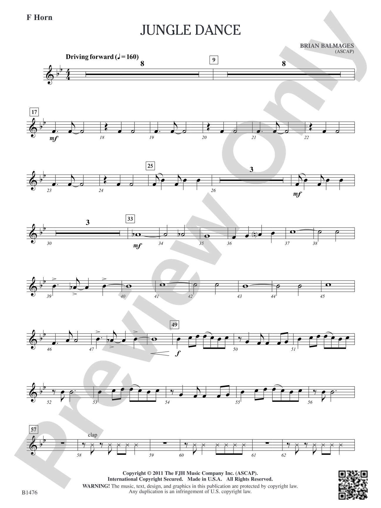 Jungle Dance: F Horn