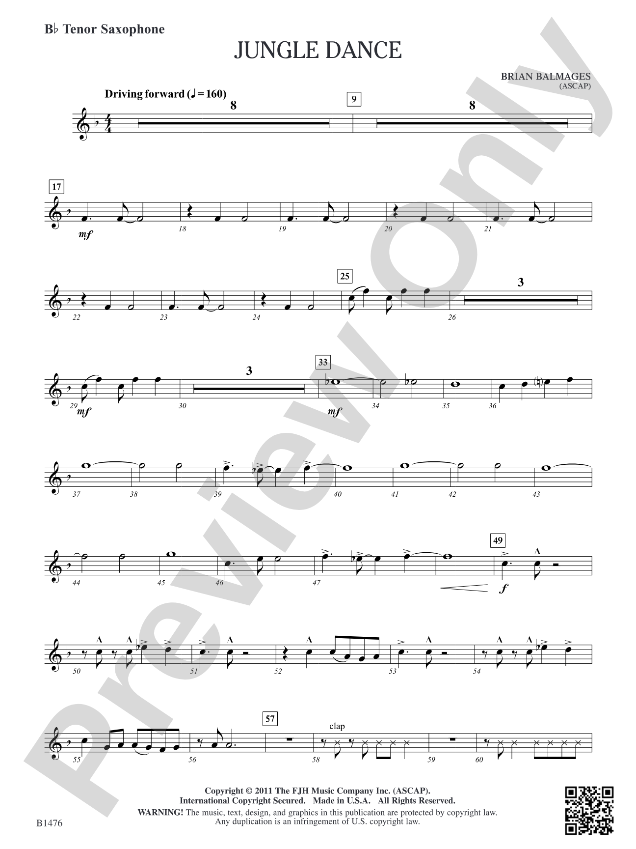 Jungle Dance: B-flat Tenor Saxophone