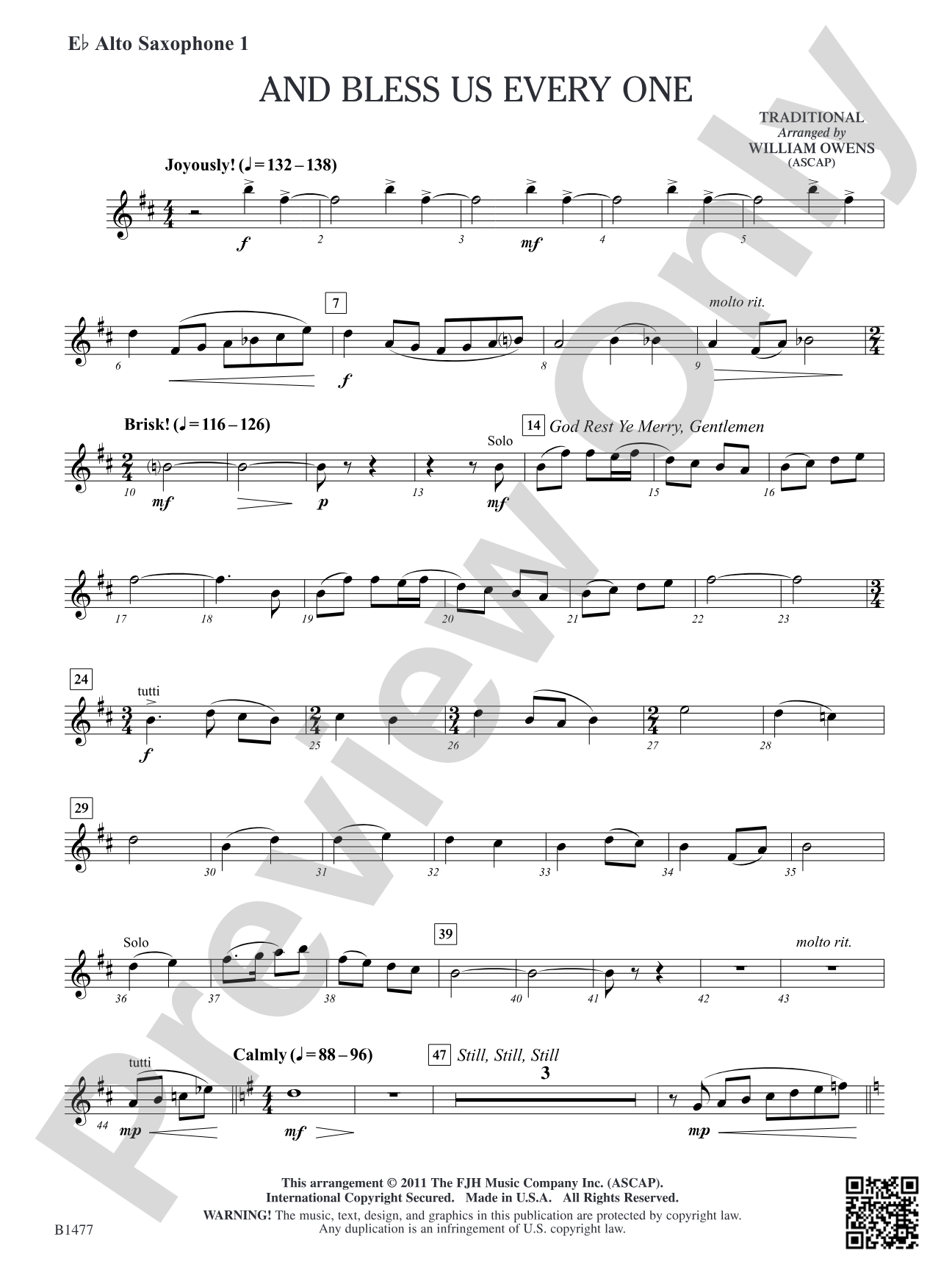 And Bless Us Every One: E-flat Alto Saxophone 1