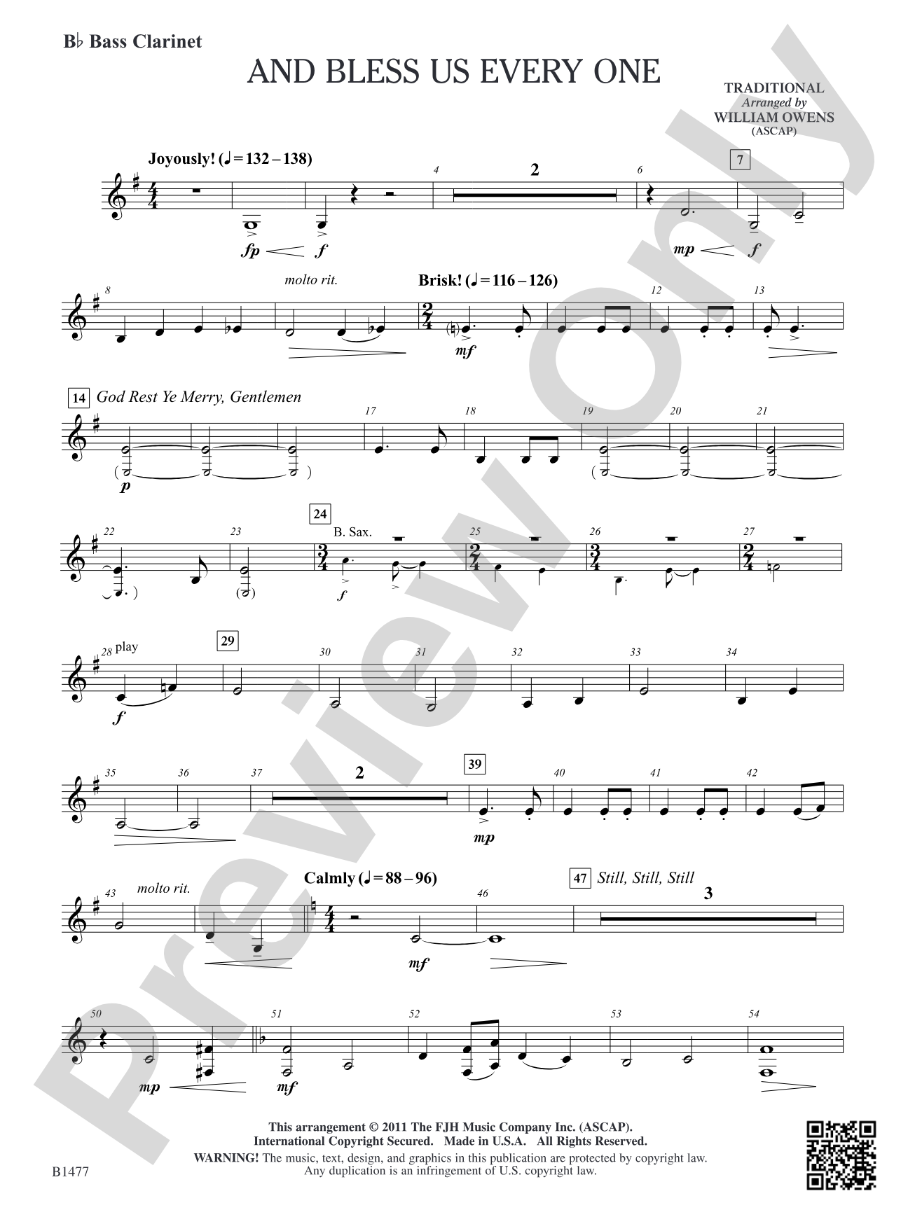 And Bless Us Every One: B-flat Bass Clarinet