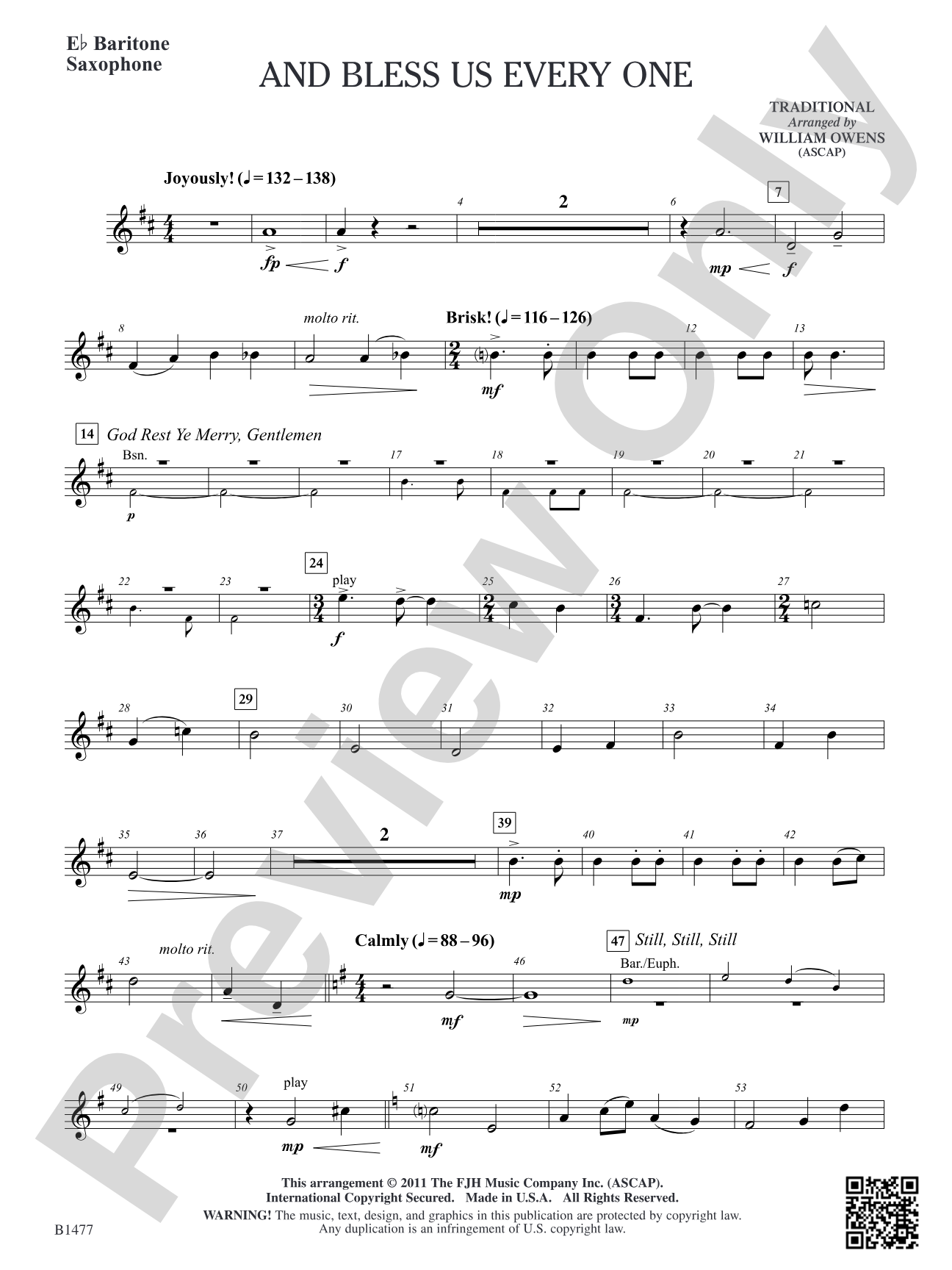 And Bless Us Every One: E-flat Baritone Saxophone