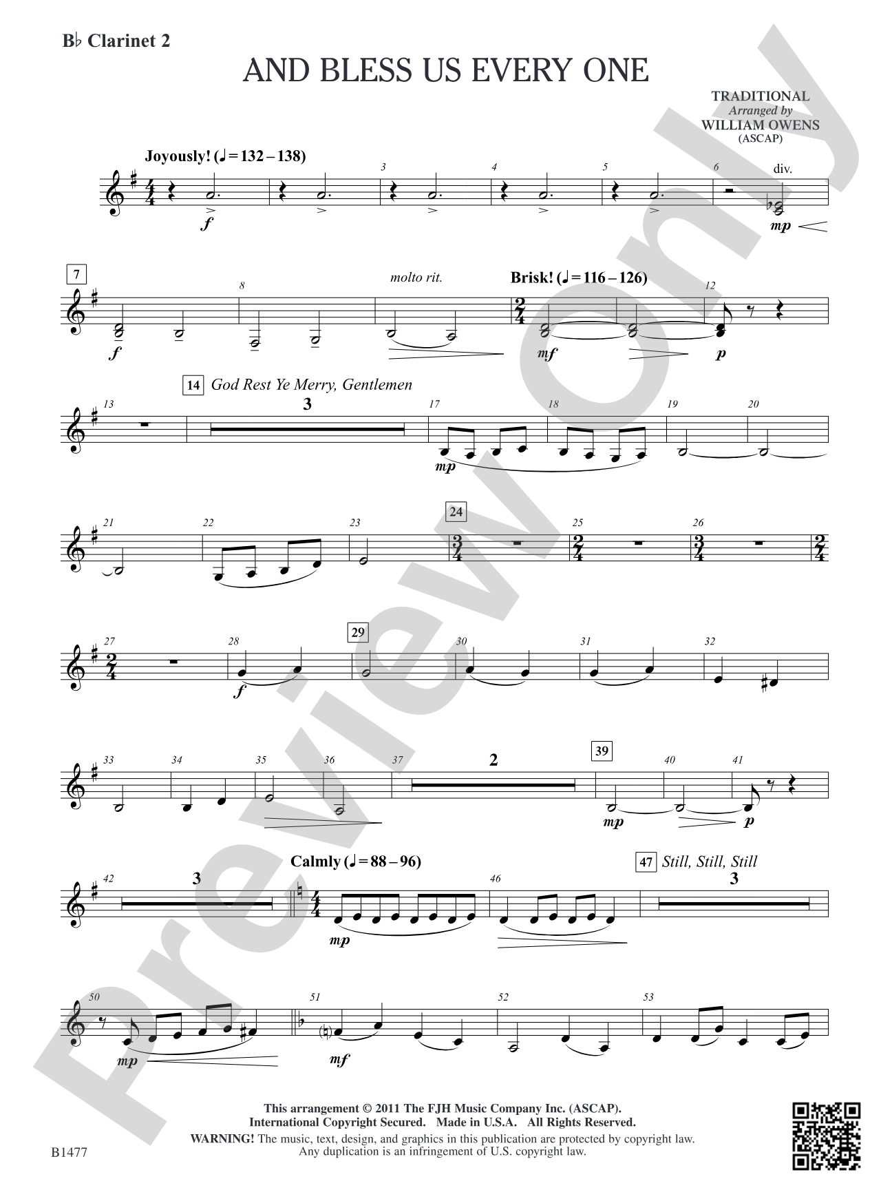 And Bless Us Every One: B-flat Clarinet 2