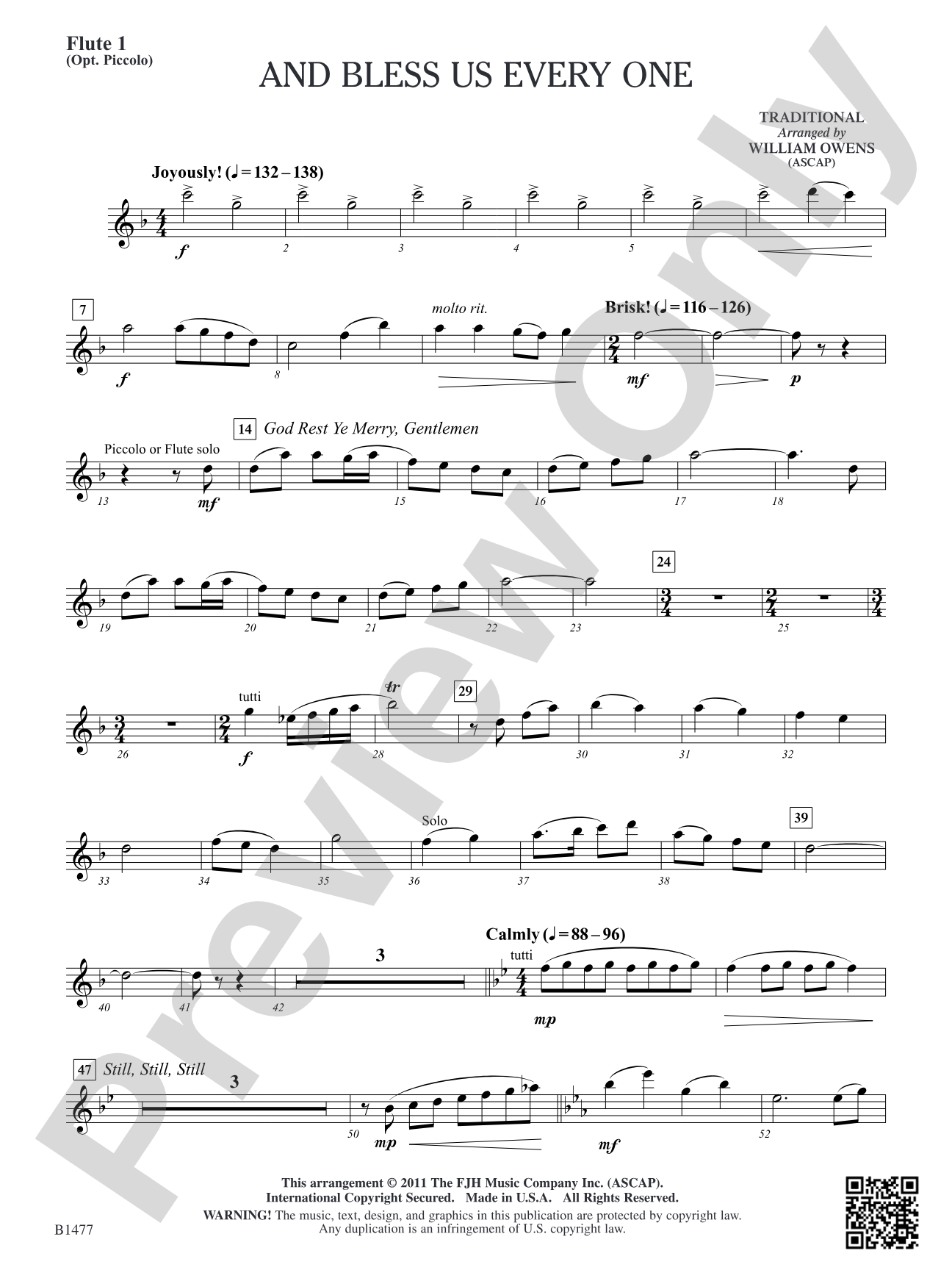And Bless Us Every One: Flute 1 (opt. Picc.)