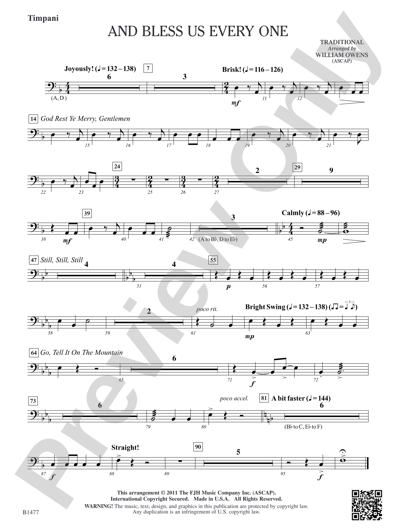 And Bless Us Every One: Timpani (opt.)
