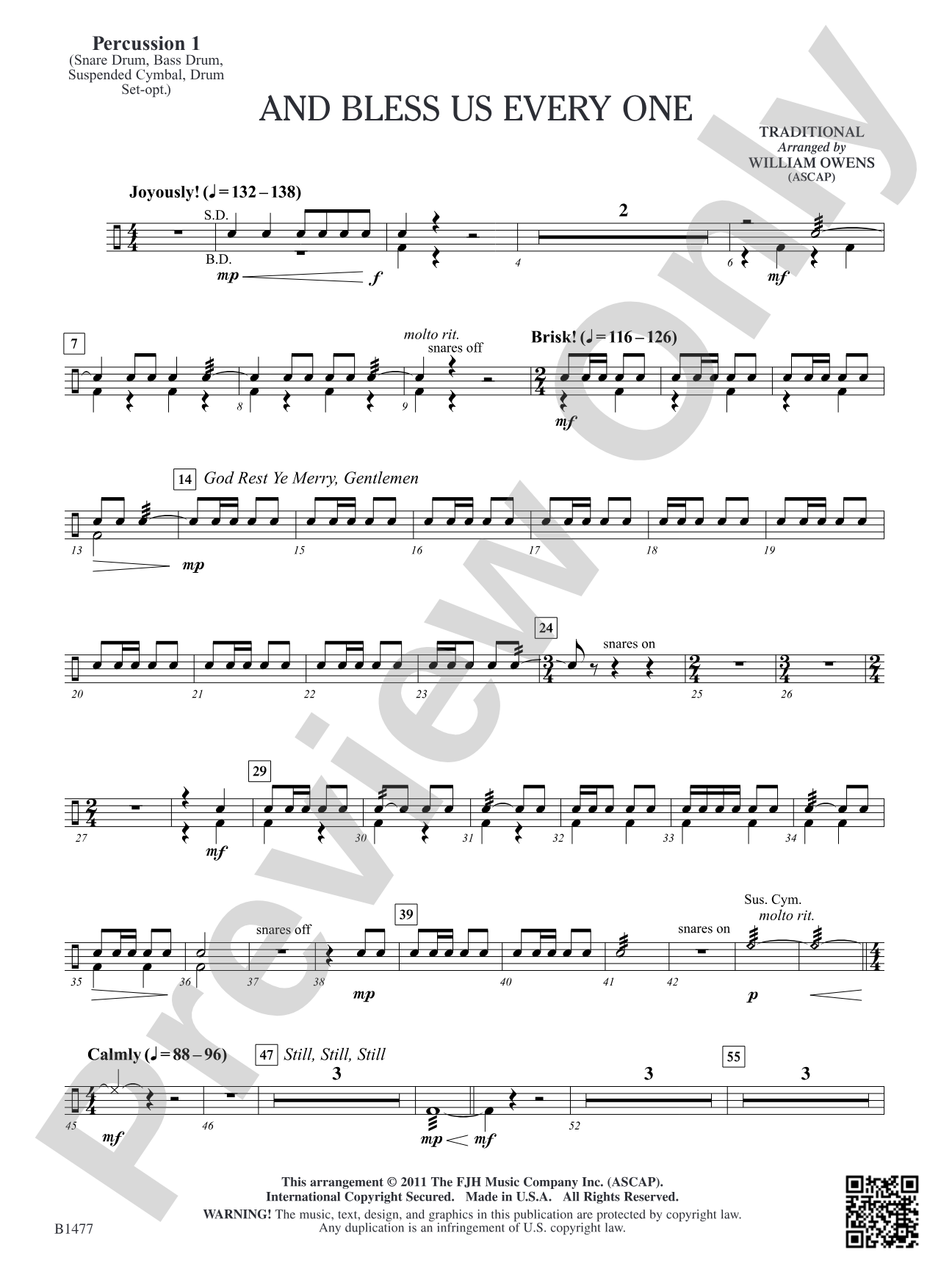And Bless Us Every One: Percussion 1