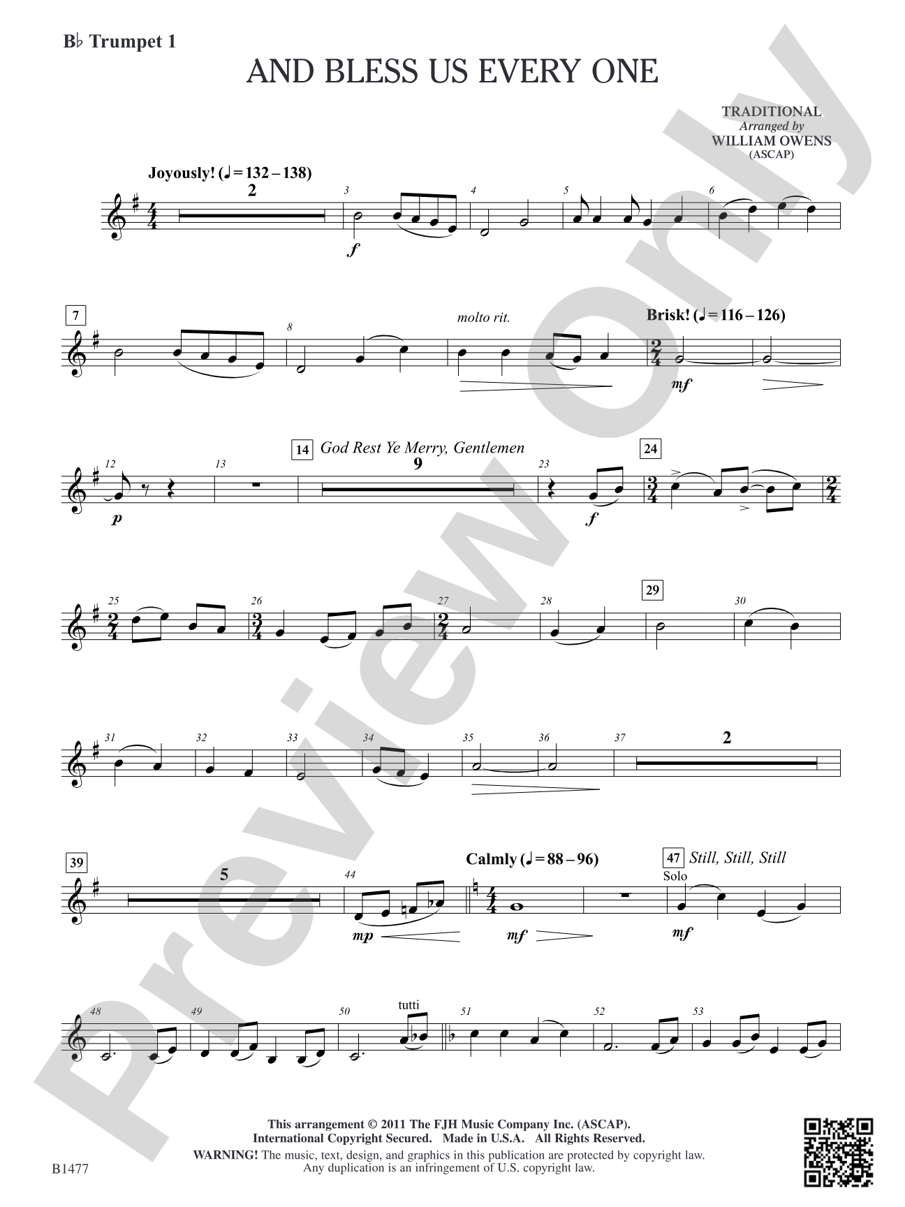 And Bless Us Every One: B-flat Trumpet 1
