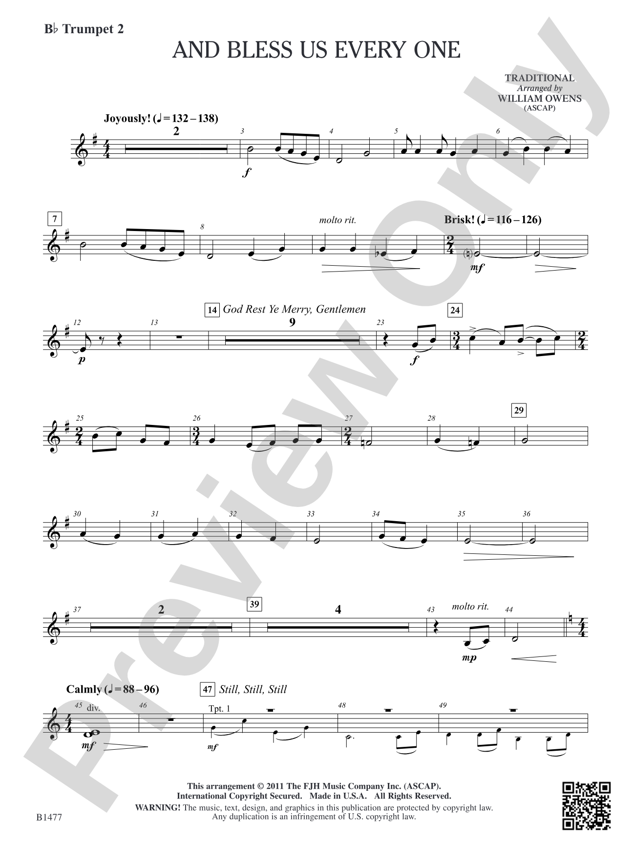 And Bless Us Every One: B-flat Trumpet 2