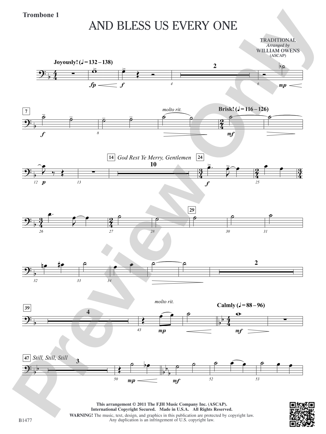And Bless Us Every One: Trombone 1
