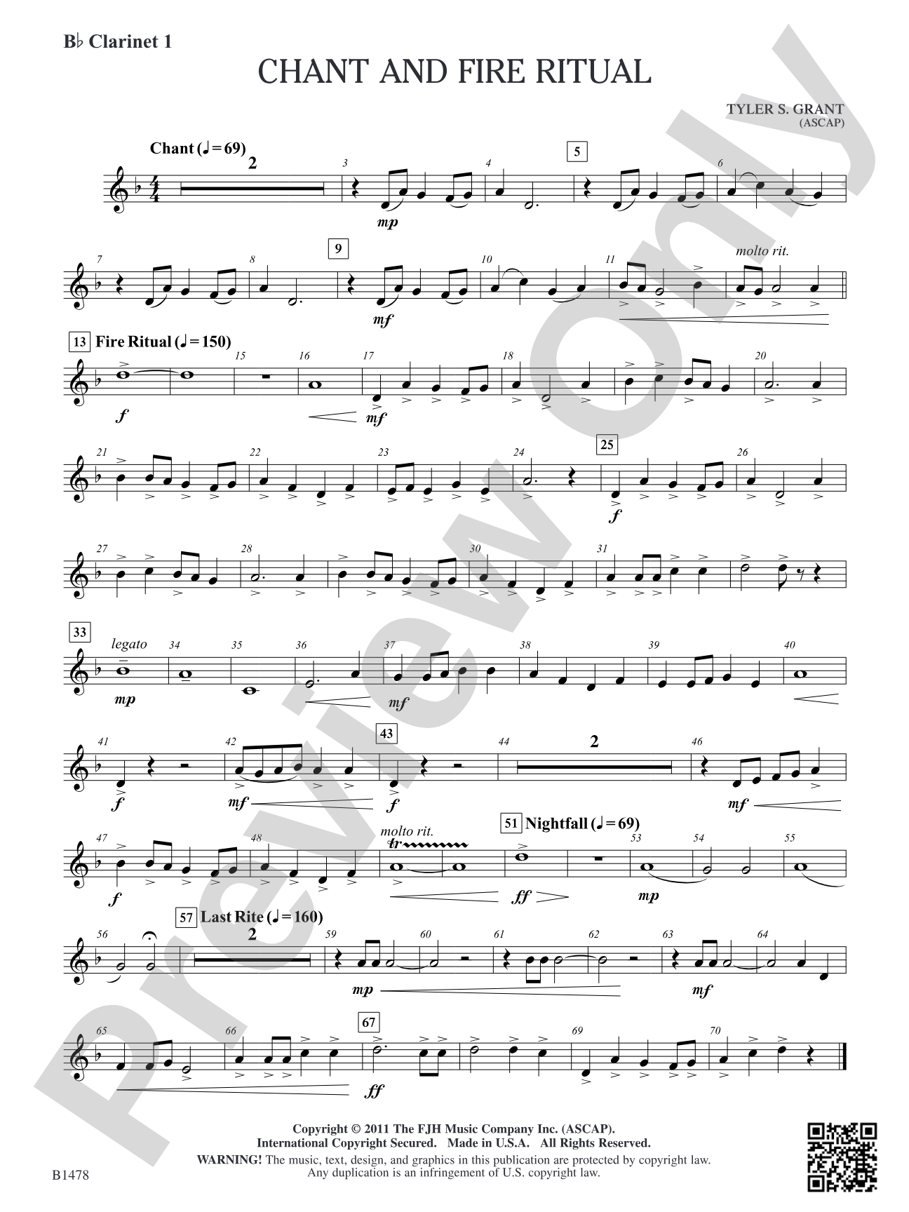 Chant and Fire Ritual: B-flat Clarinet 1