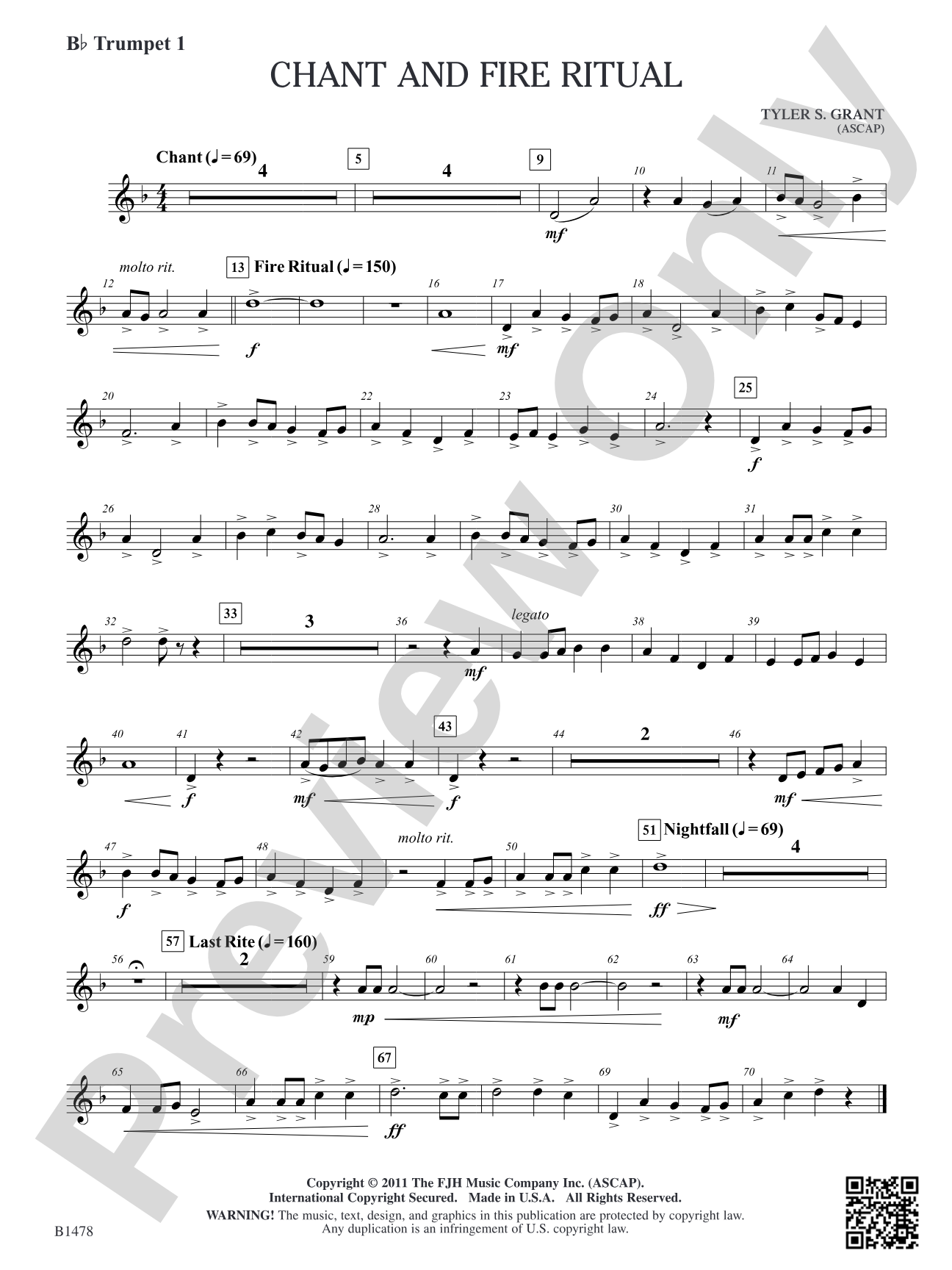 Chant and Fire Ritual: B-flat Trumpet 1