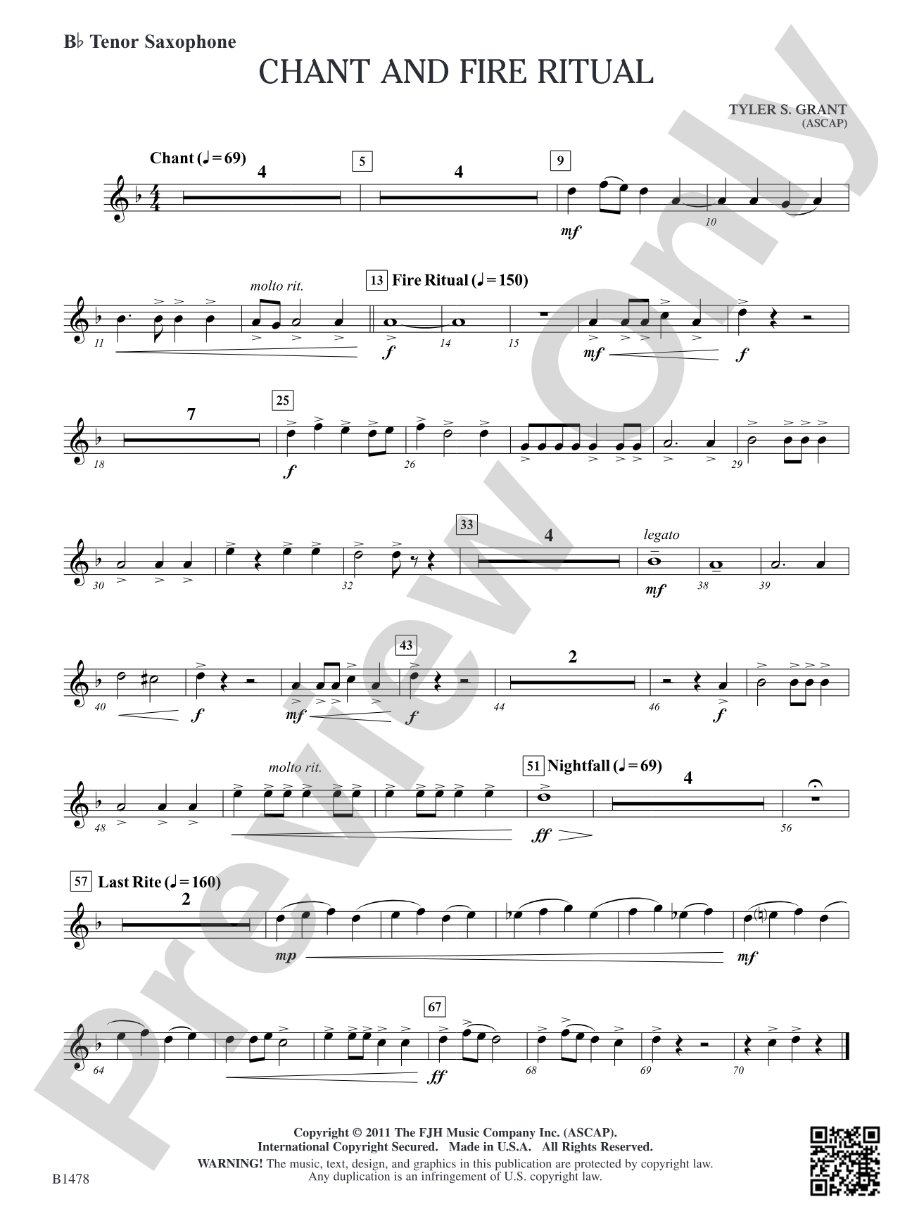 Chant and Fire Ritual: B-flat Tenor Saxophone