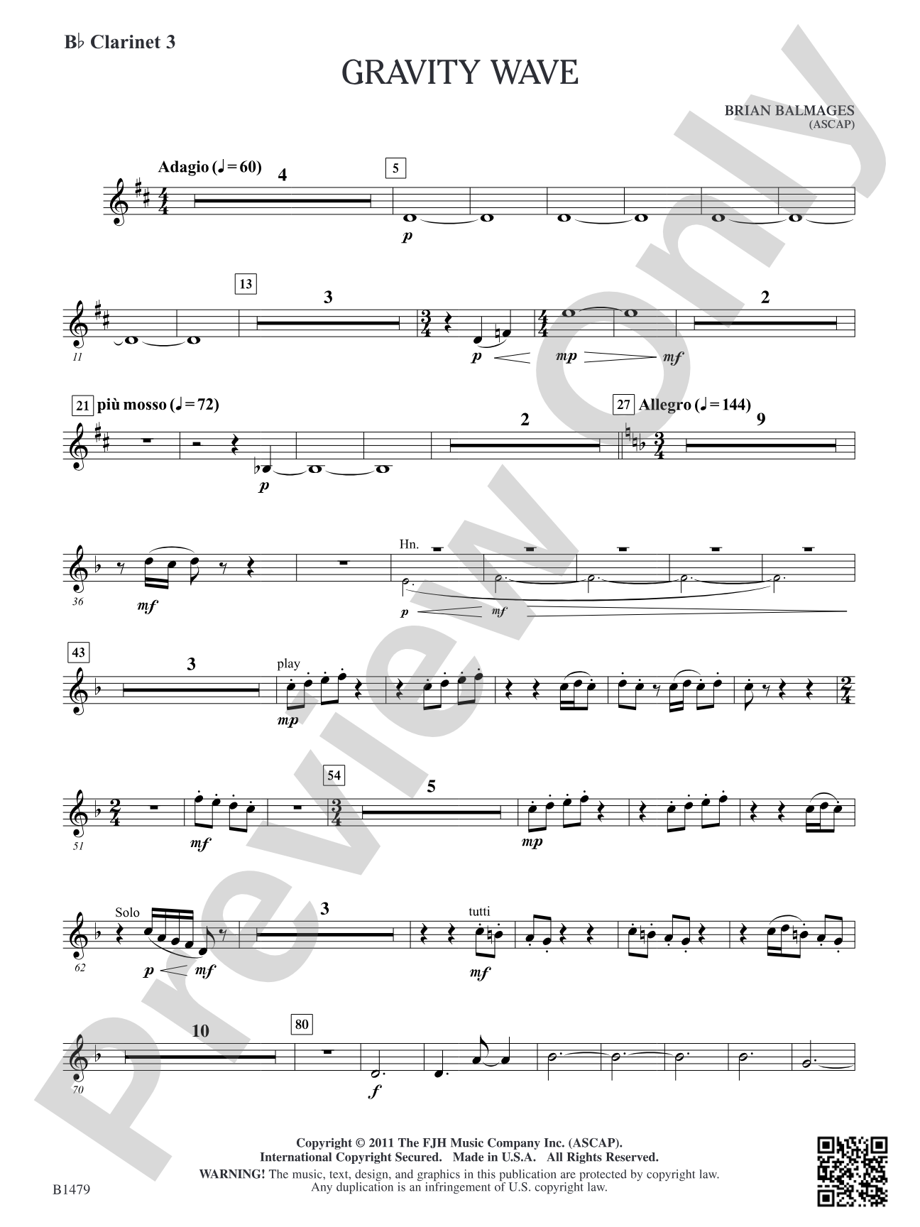 Gravity Wave: B-flat Clarinet 3