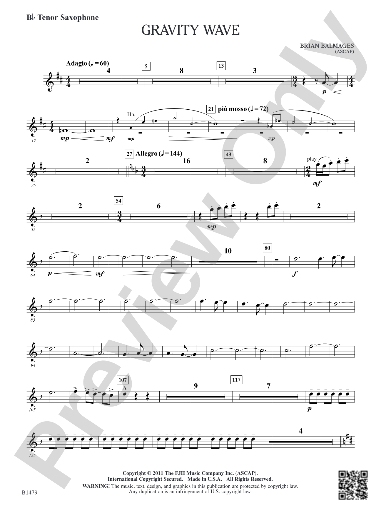 Gravity Wave: B-flat Tenor Saxophone