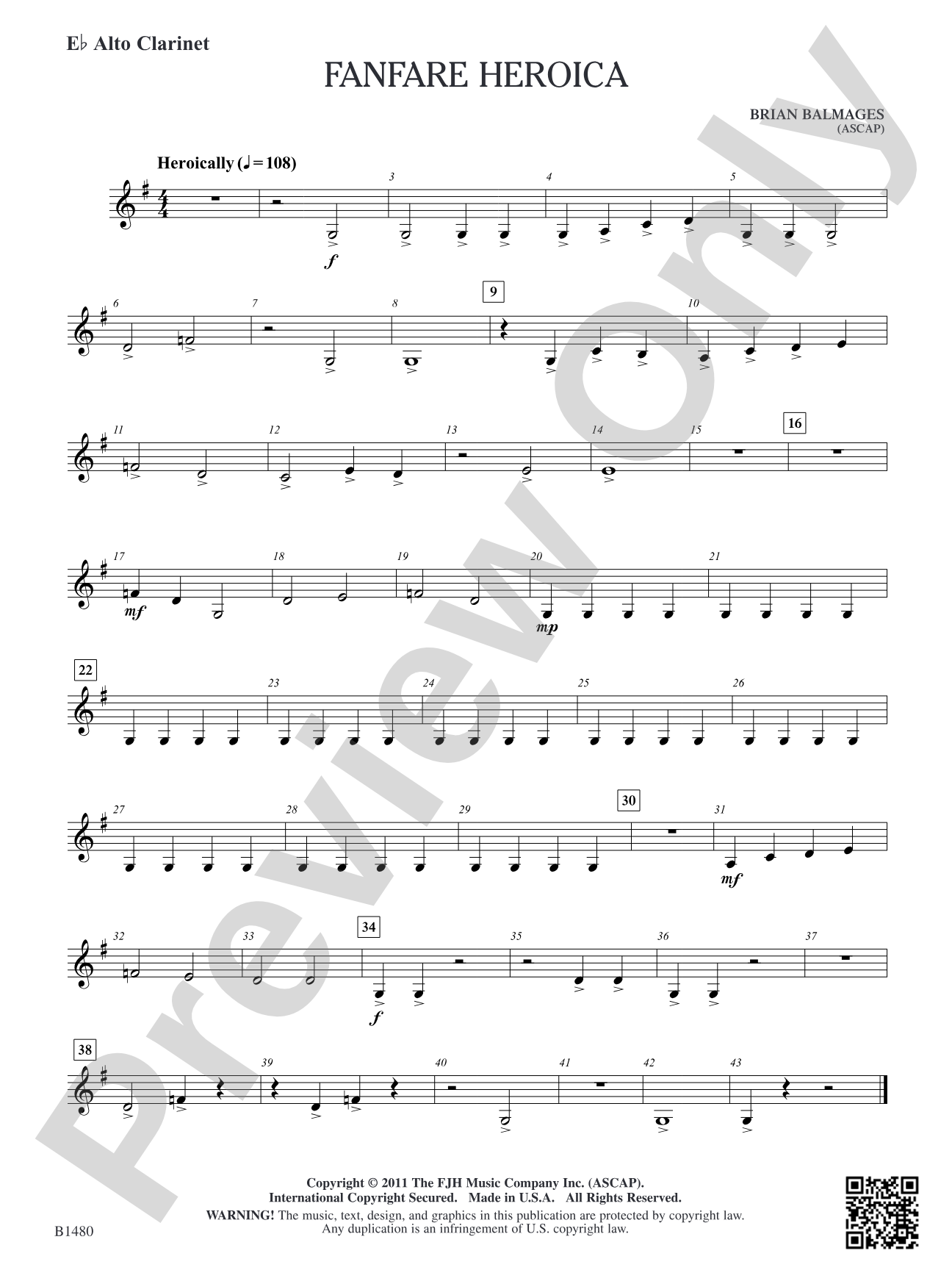 Fanfare Heroica: E-flat Alto Clarinet