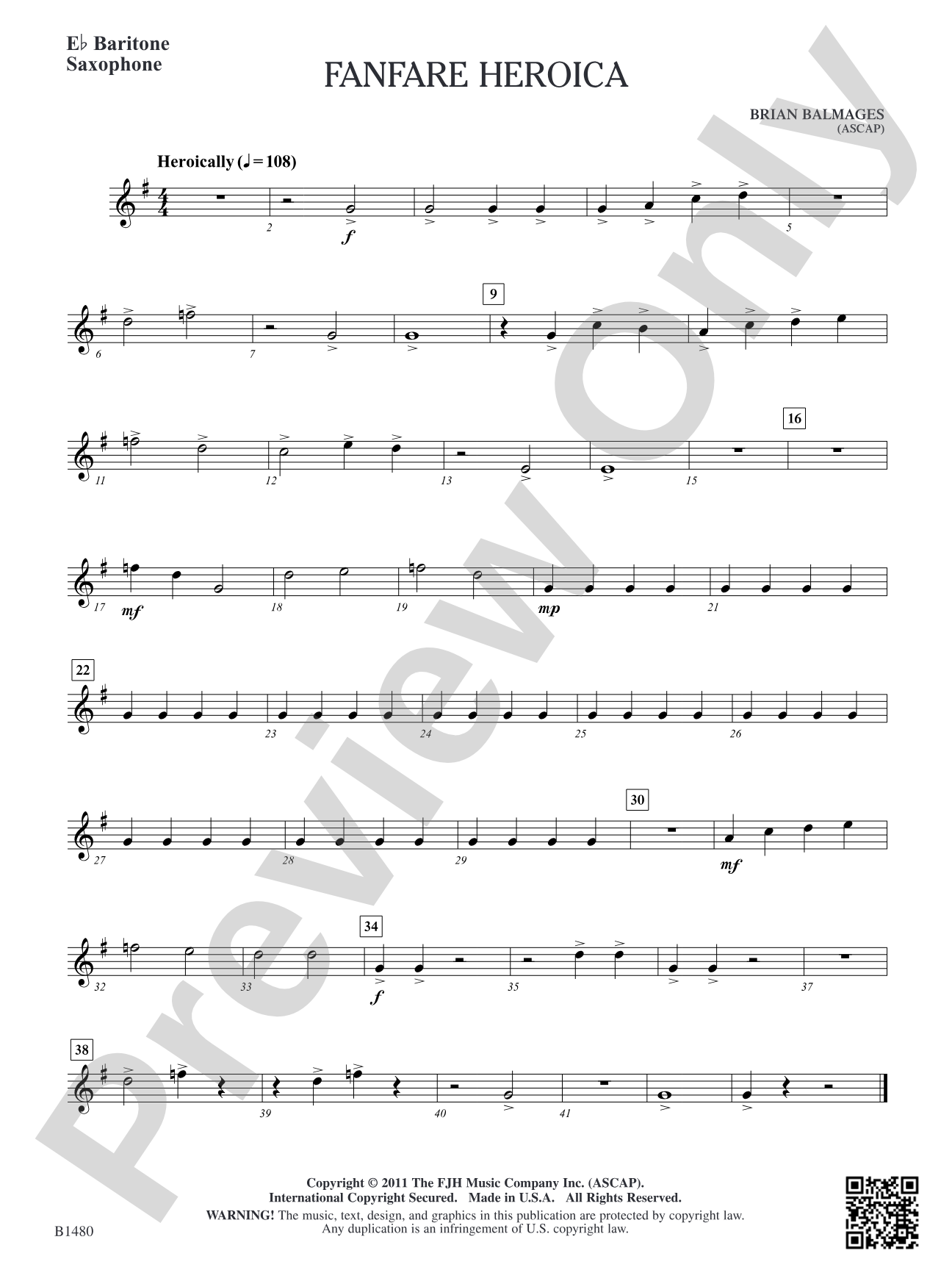 Fanfare Heroica: E-flat Baritone Saxophone