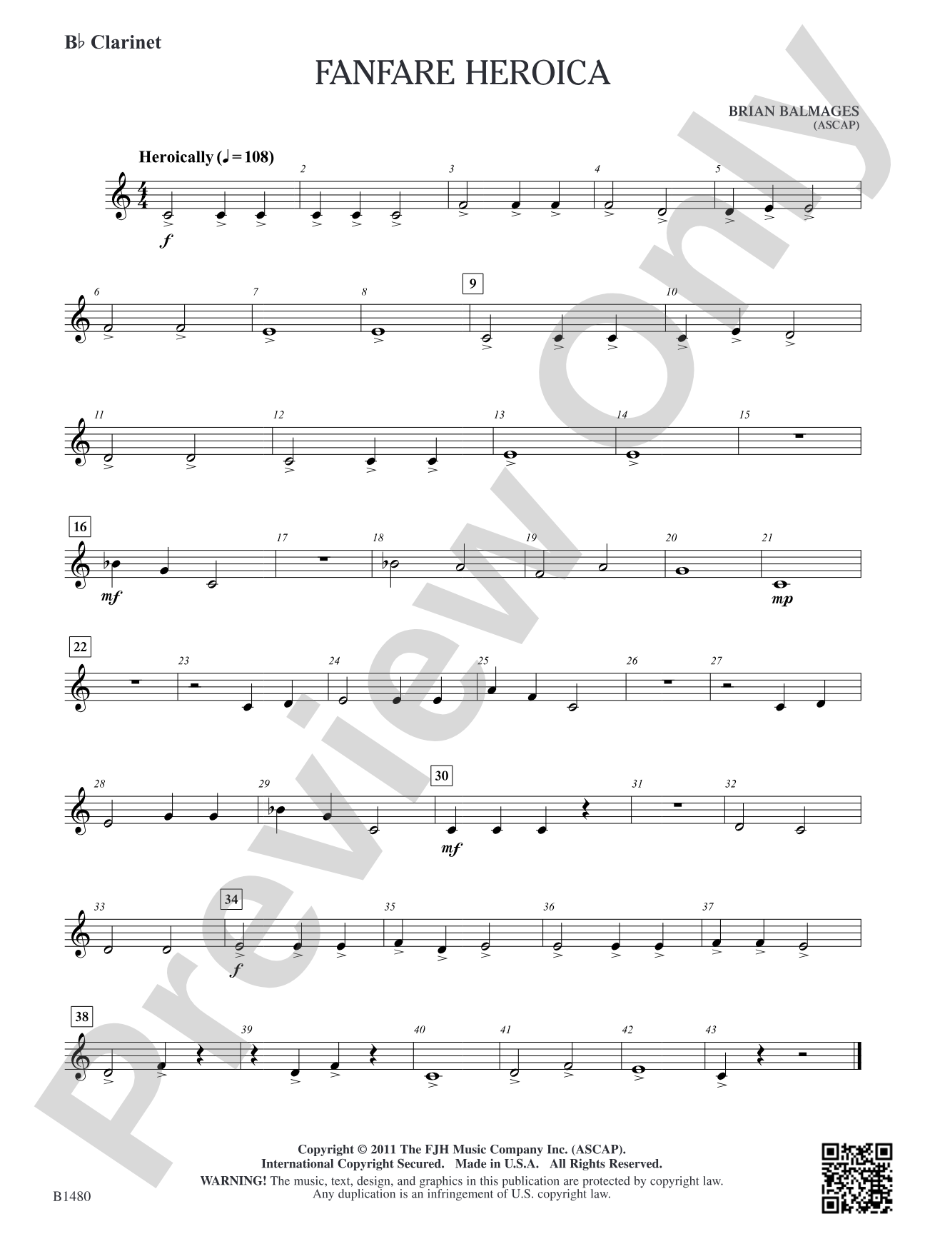 Fanfare Heroica: B-flat Clarinet