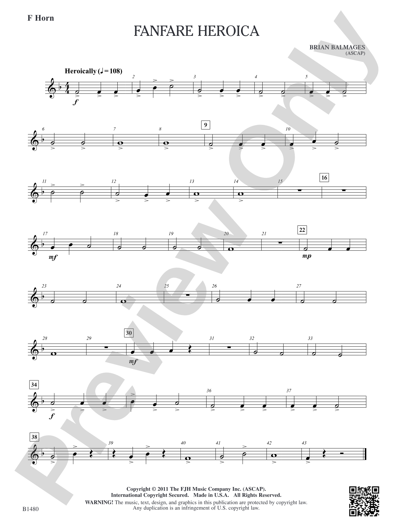 Fanfare Heroica: F Horn