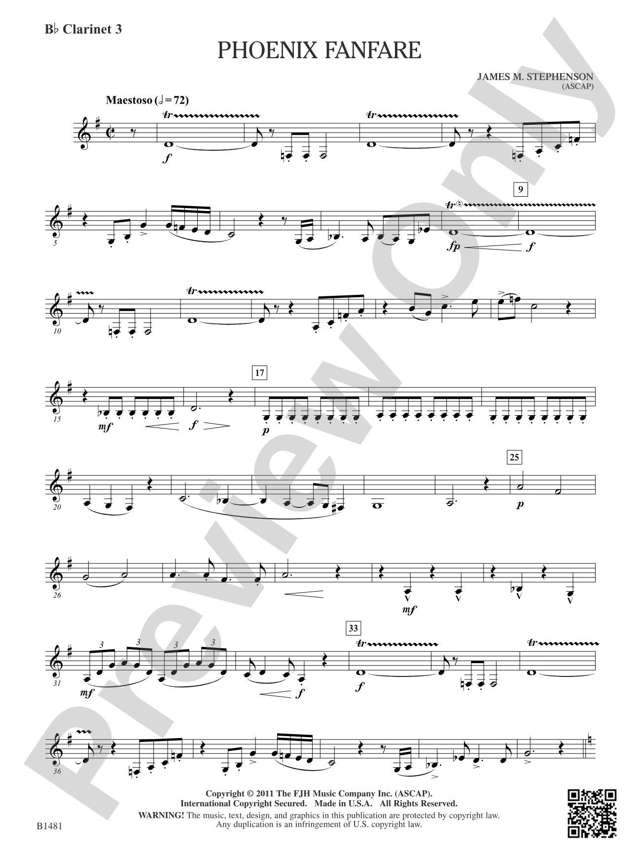 Phoenix Fanfare: B-flat Clarinet 3