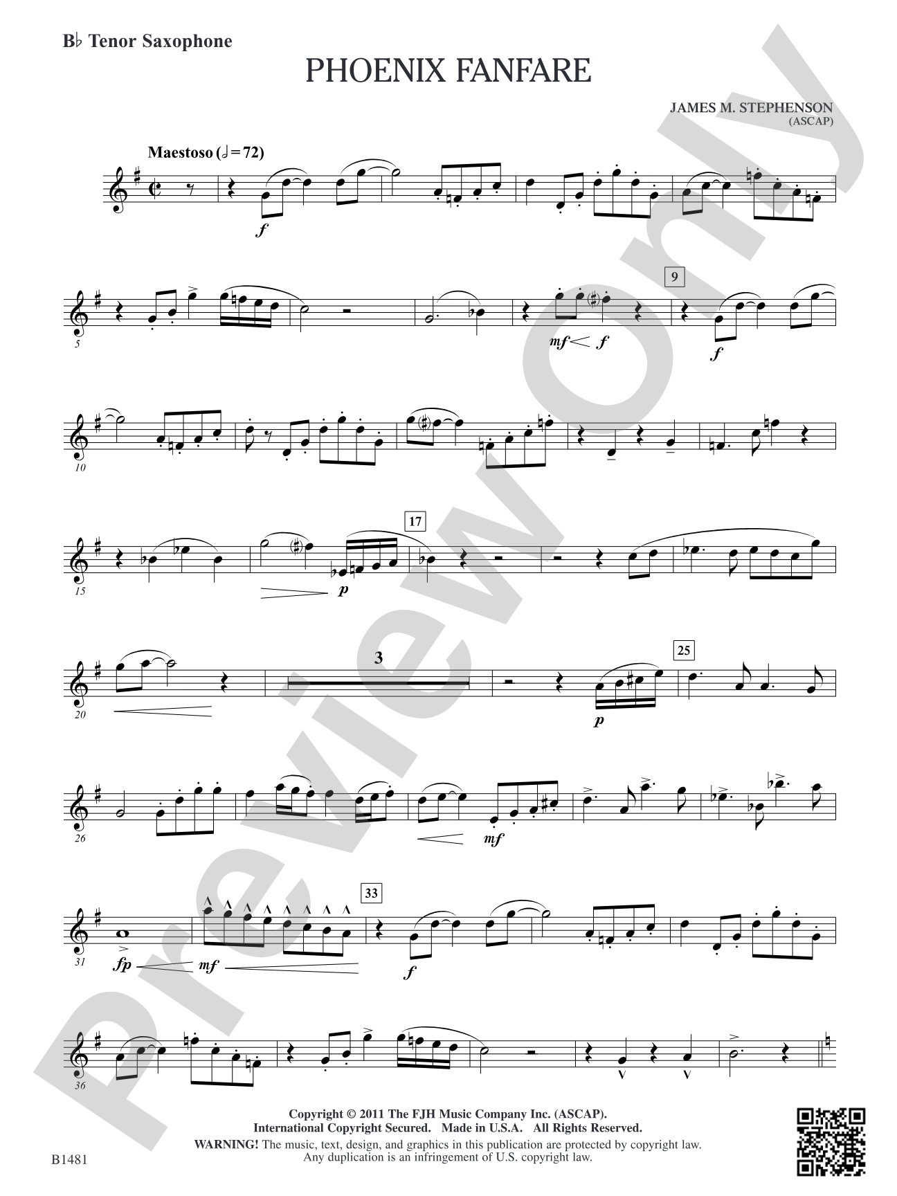 Phoenix Fanfare: B-flat Tenor Saxophone