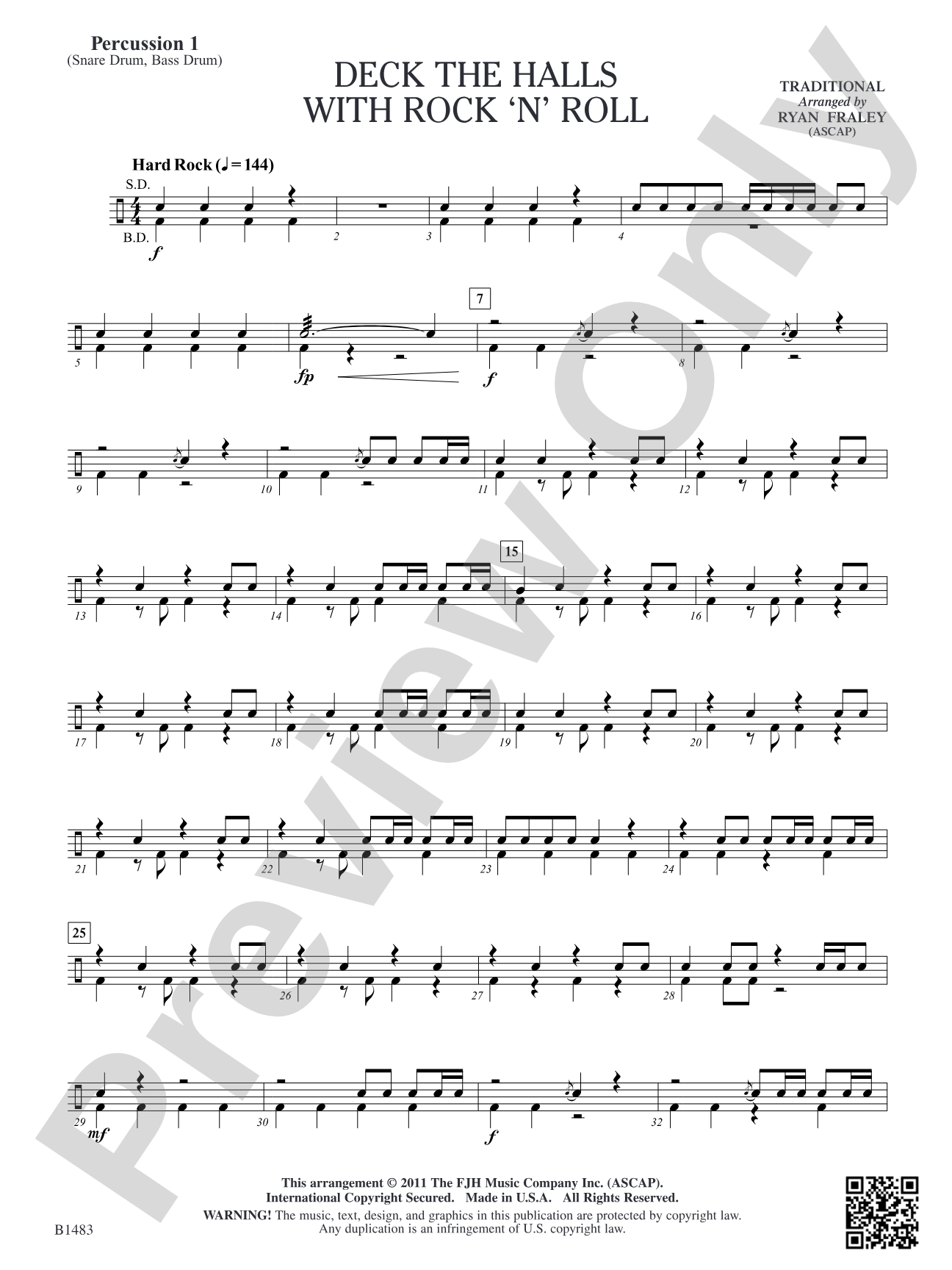 Deck the Halls with Rock 'n' Roll: Percussion 1