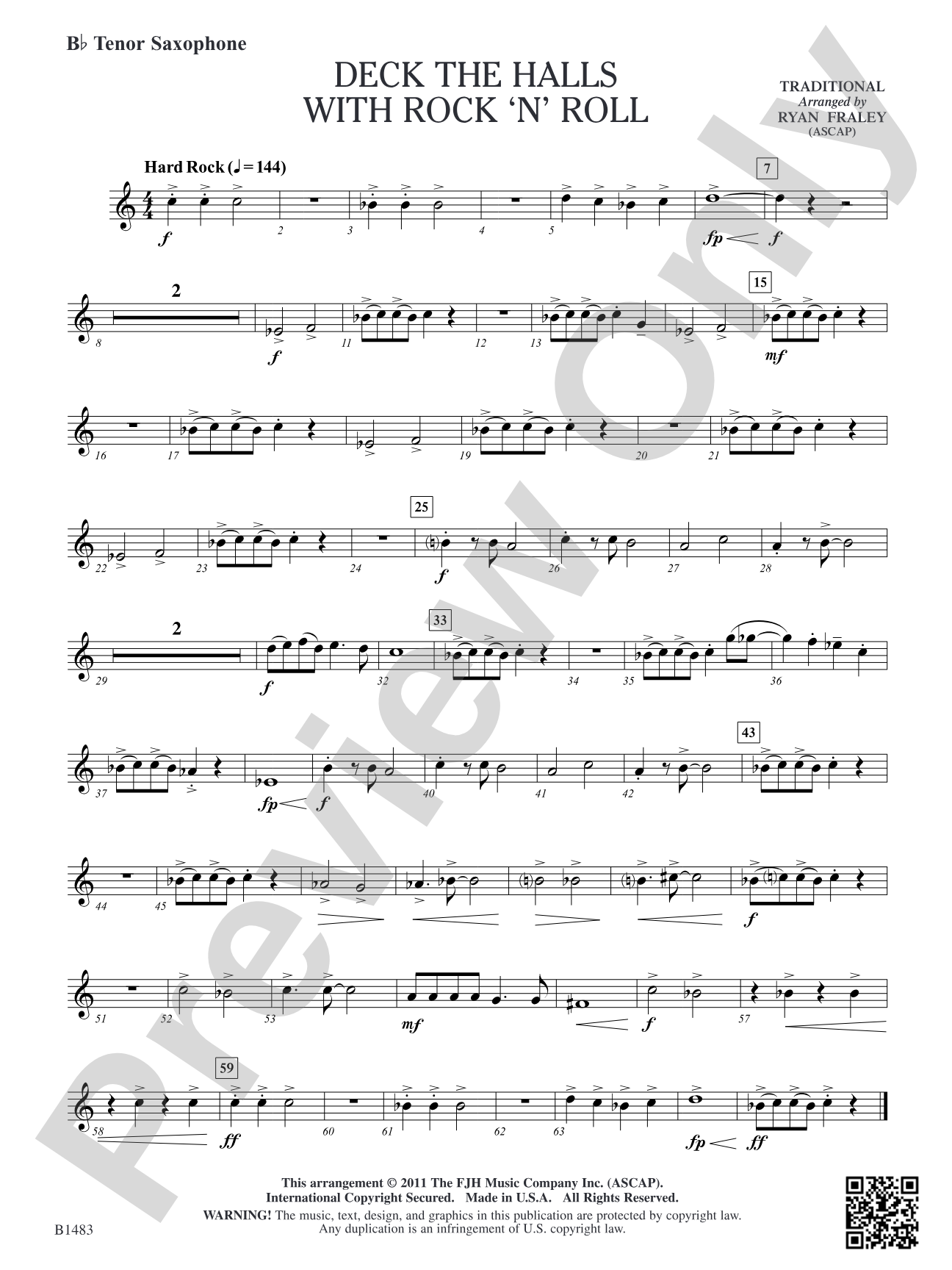 Deck the Halls with Rock 'n' Roll: B-flat Tenor Saxophone