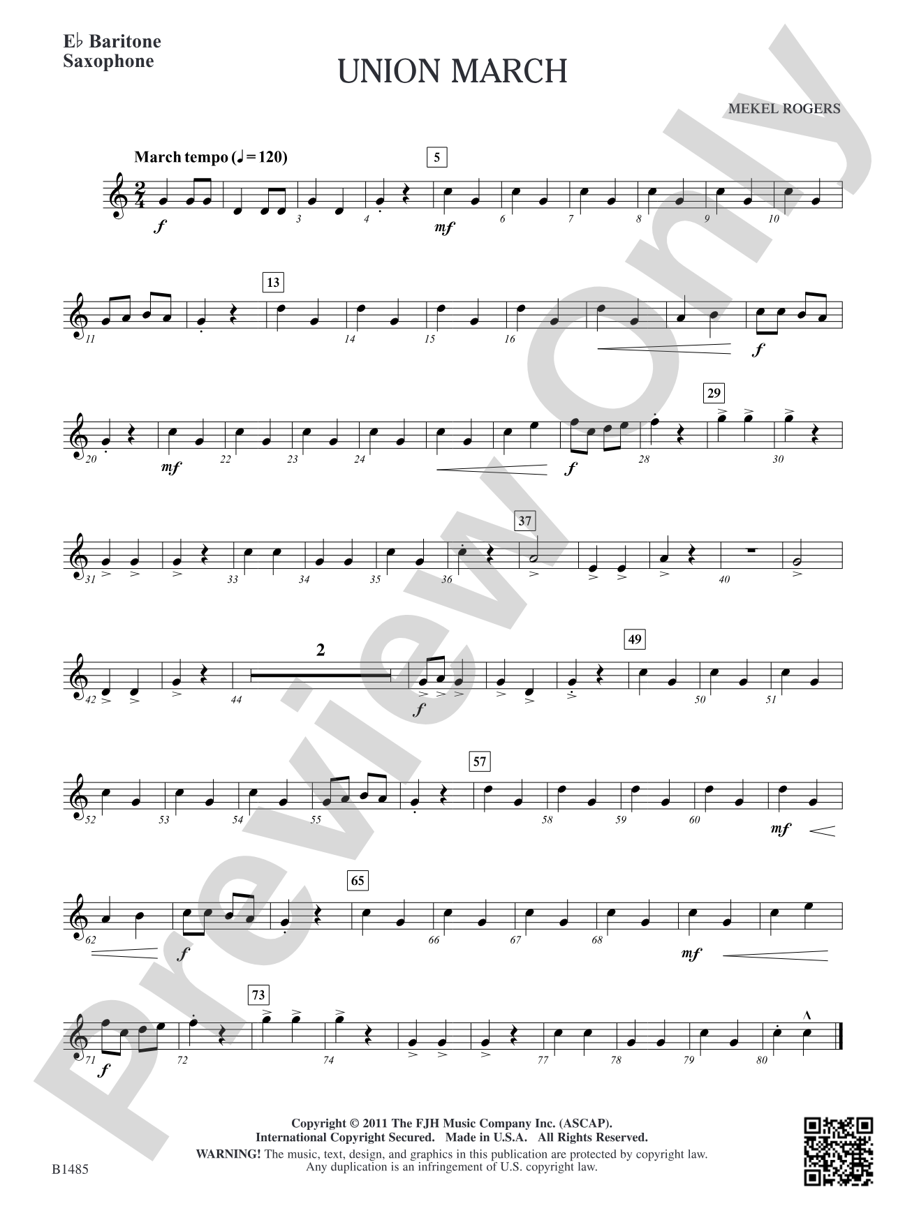 Union March: E-flat Baritone Saxophone