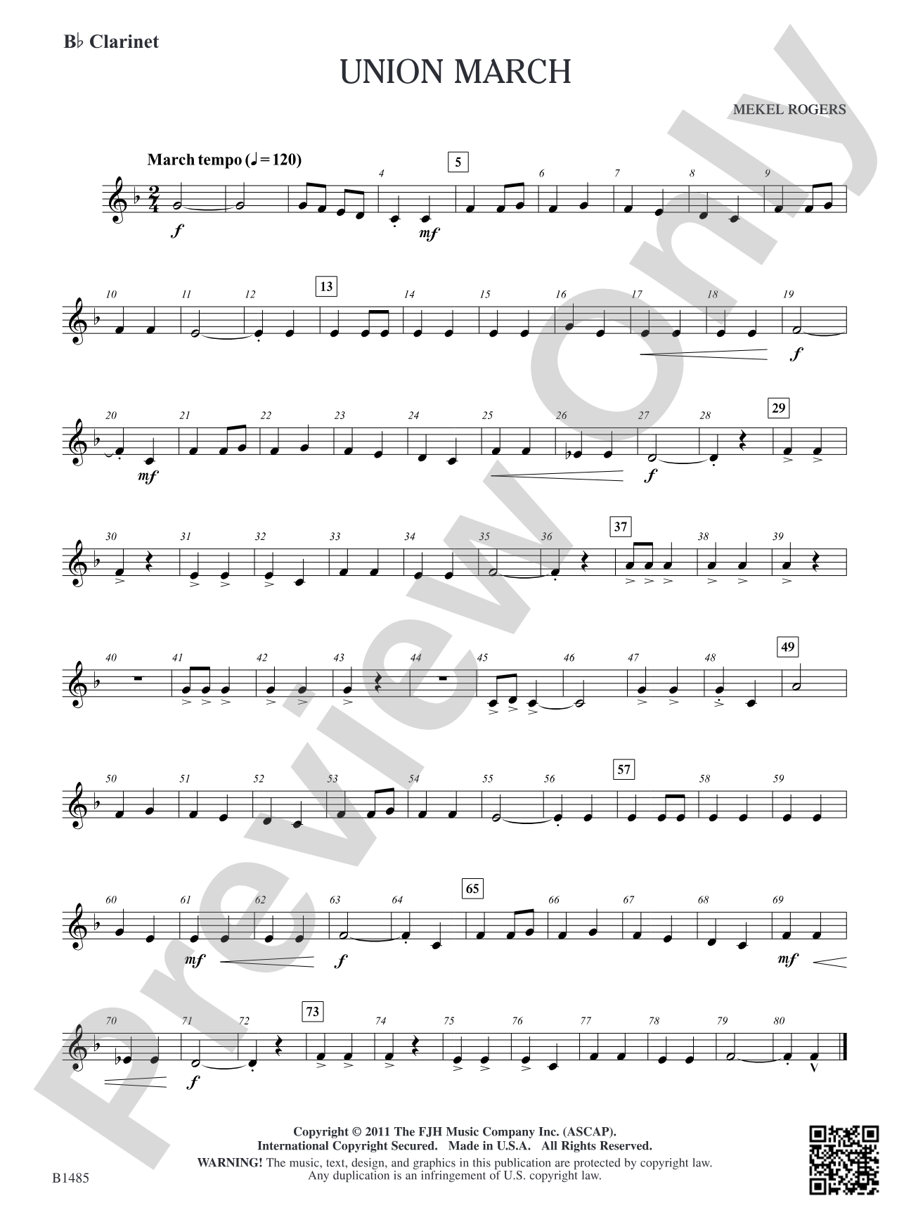 Union March: B-flat Clarinet