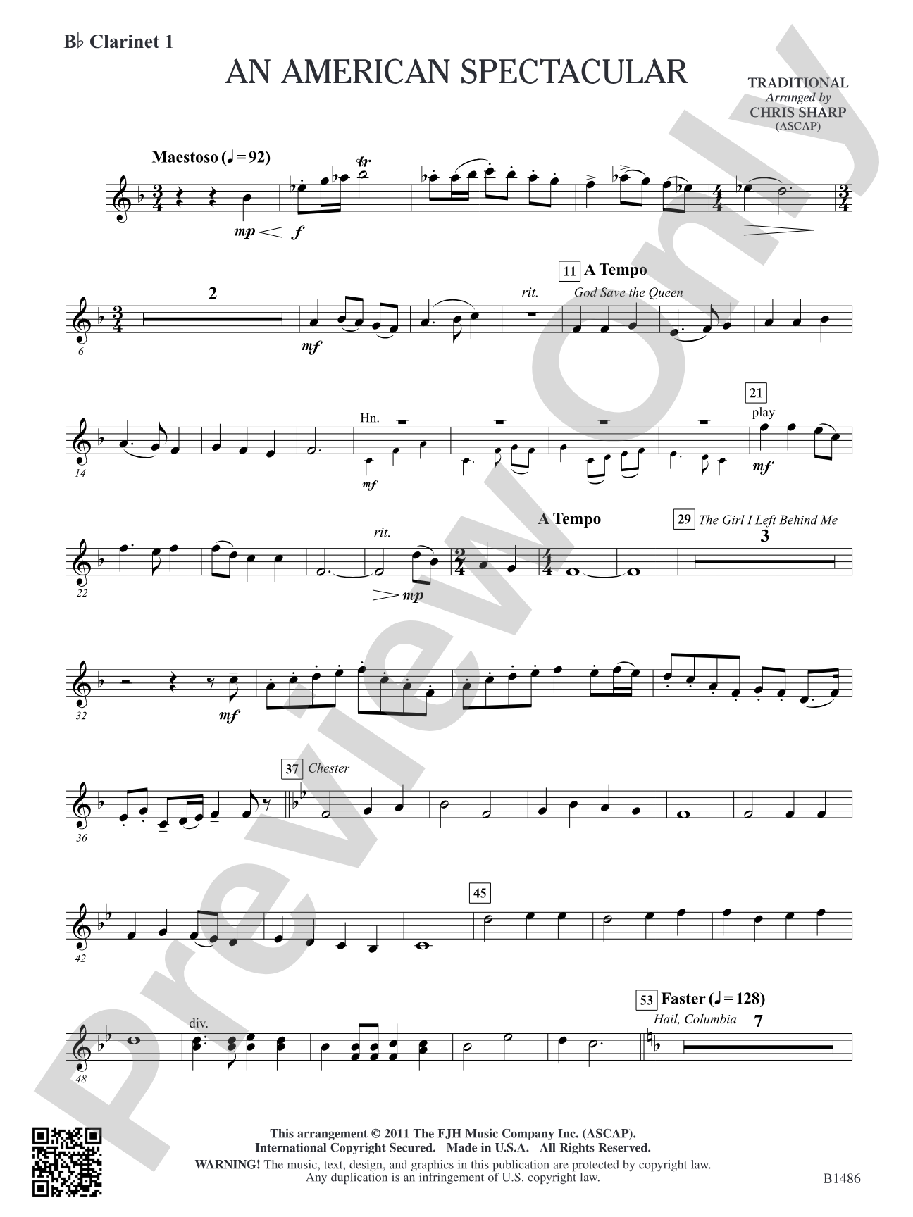 An American Spectacular: B-flat Clarinet 1